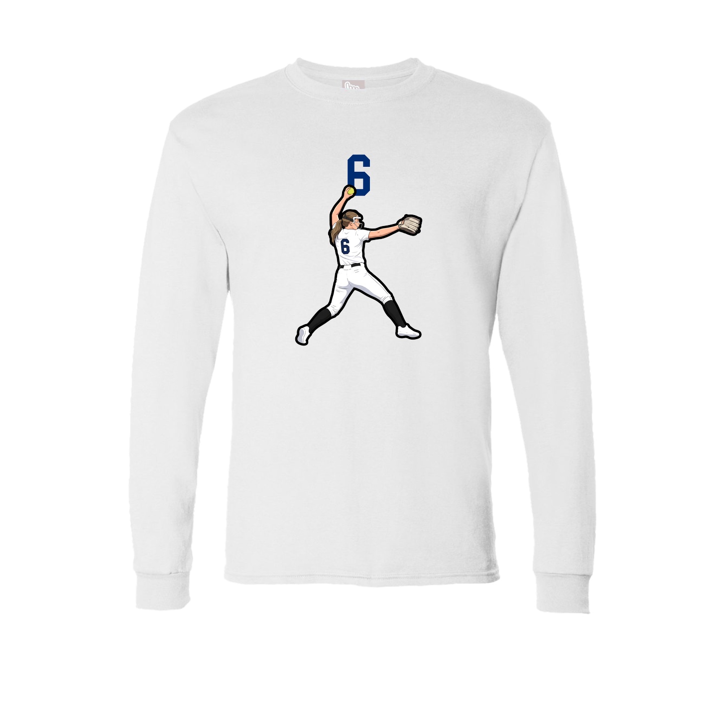 Long Sleeve Tee — Number Top in White