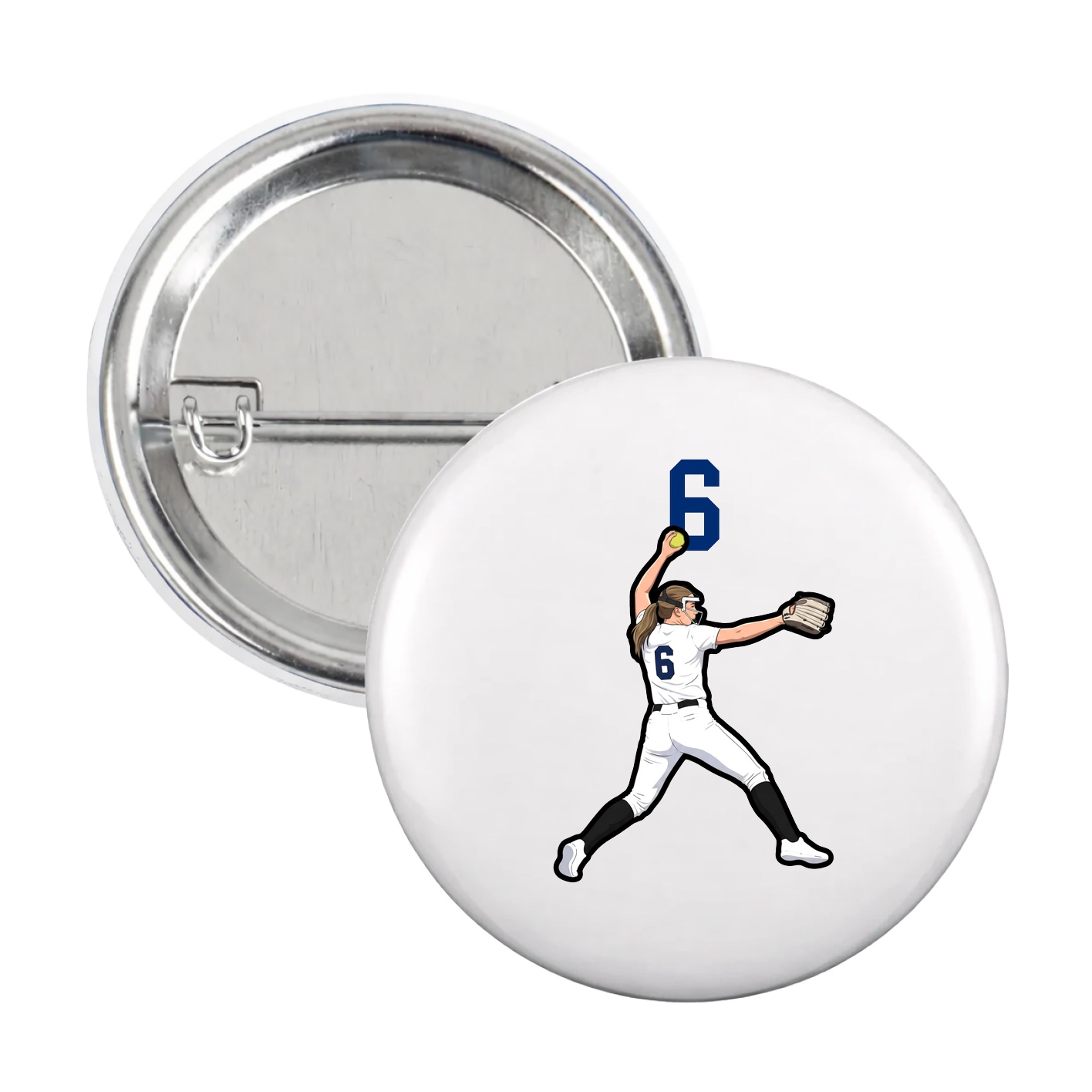 Game Day Button — Number Top in White