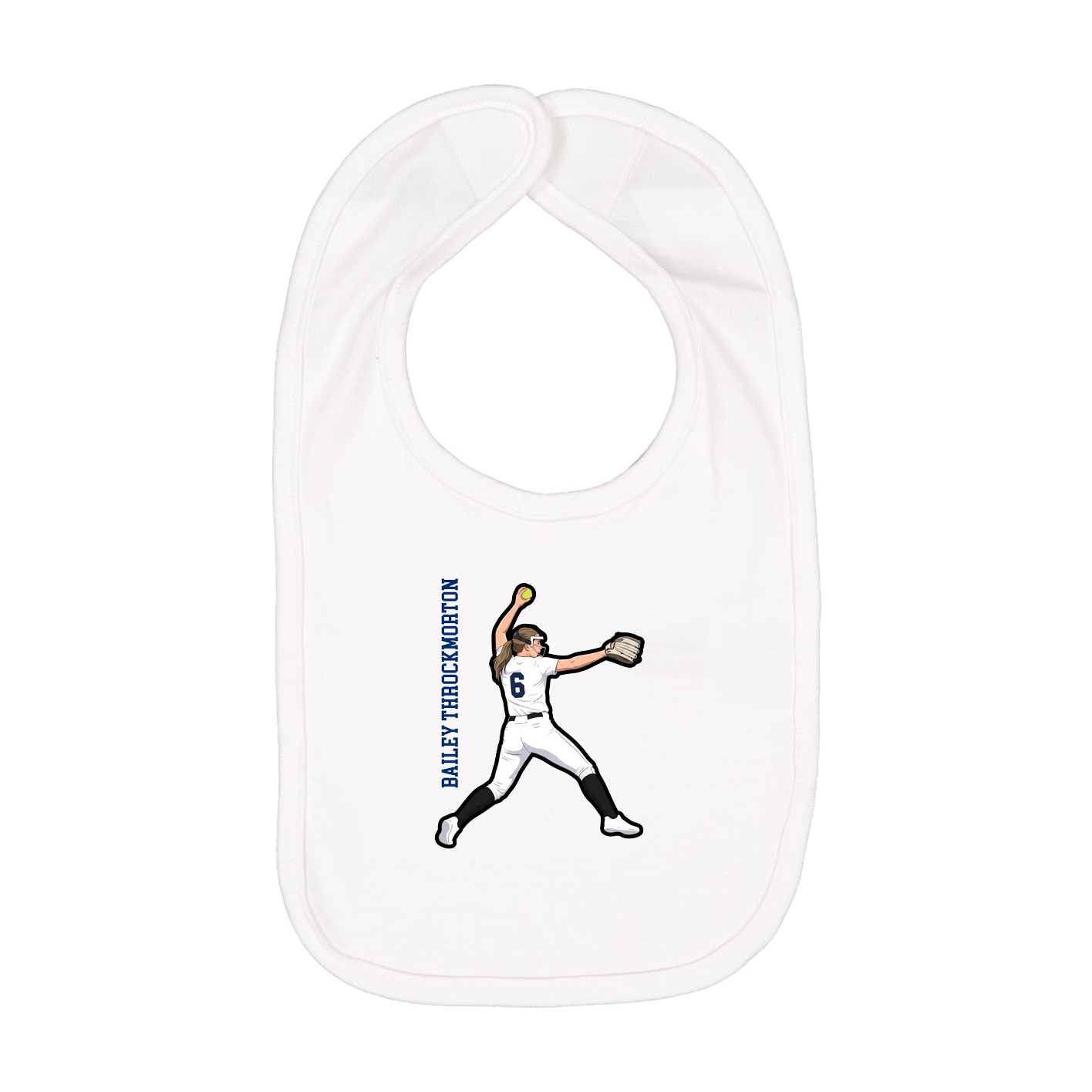 Infant Bib — Name Vertical in White