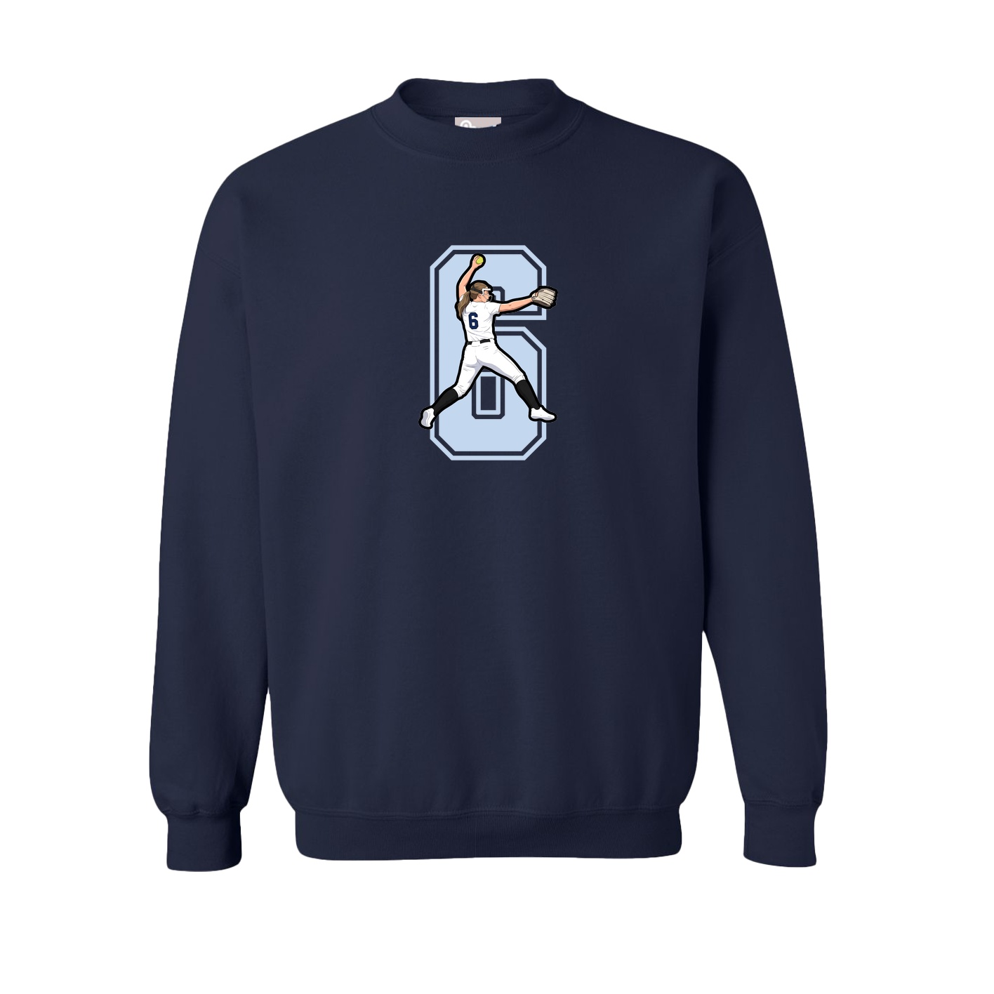 Fleece Crew — Number in Navy