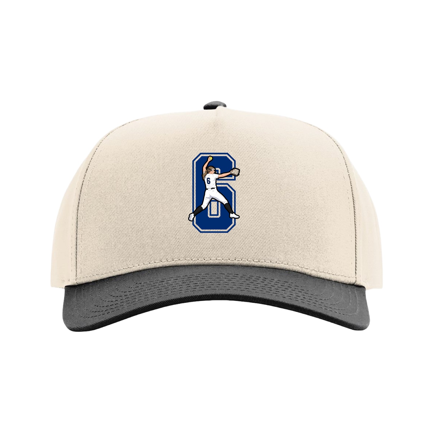 Full Fabric Five-Panel Champ Cap — Number in Cream/Black