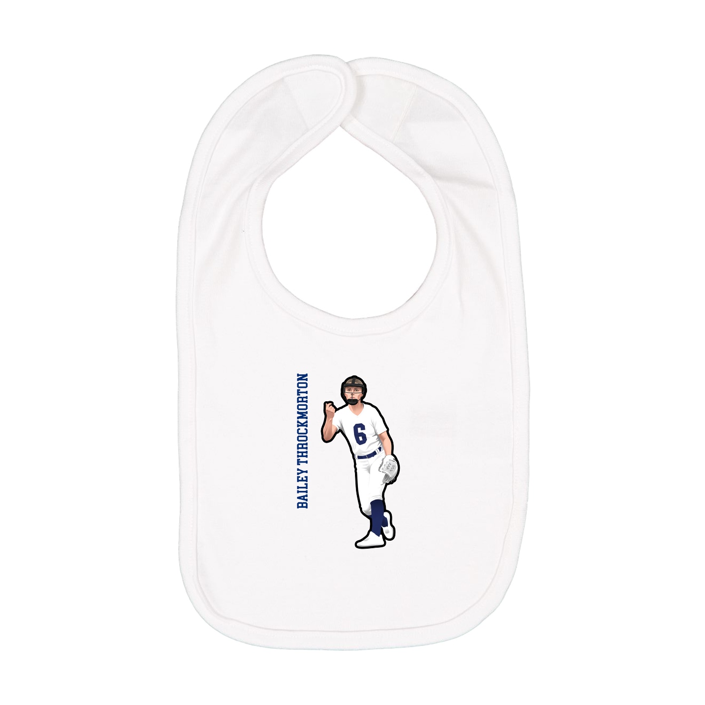 Infant Bib — Name Vertical in White