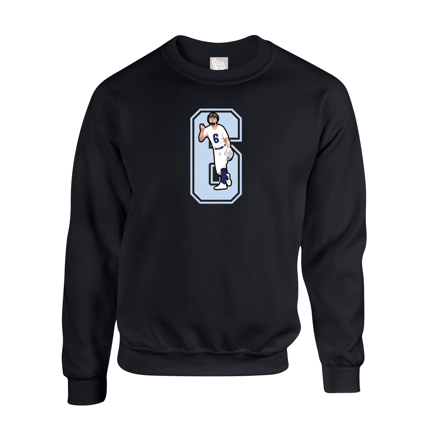 Fleece Crew — Number in Black