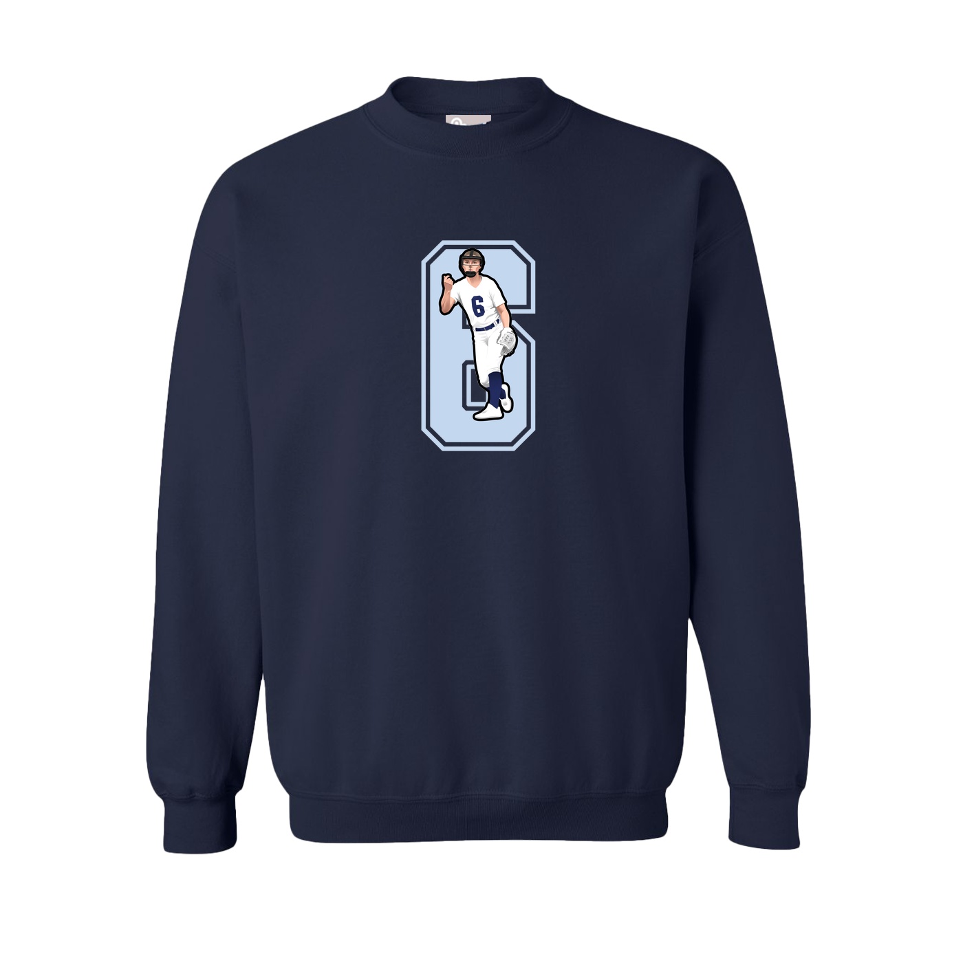 Fleece Crew — Number in Navy