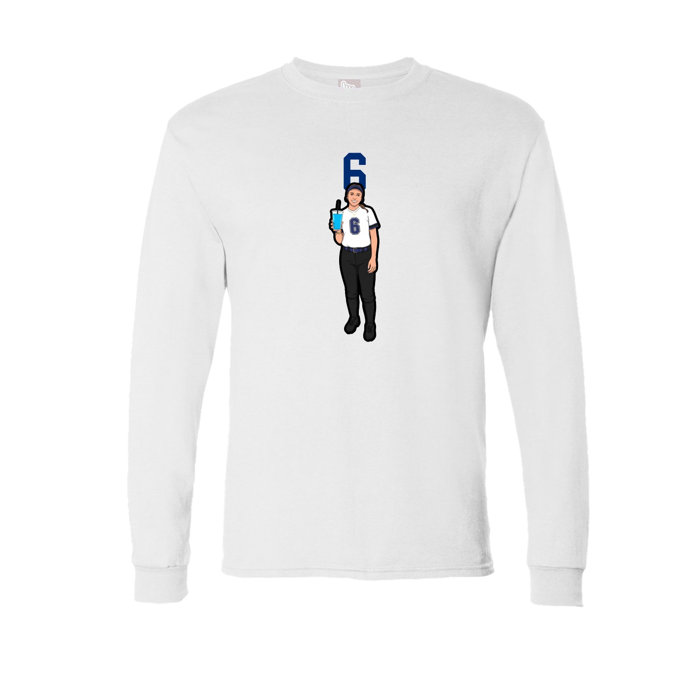 Long Sleeve Tee — Number Top in White