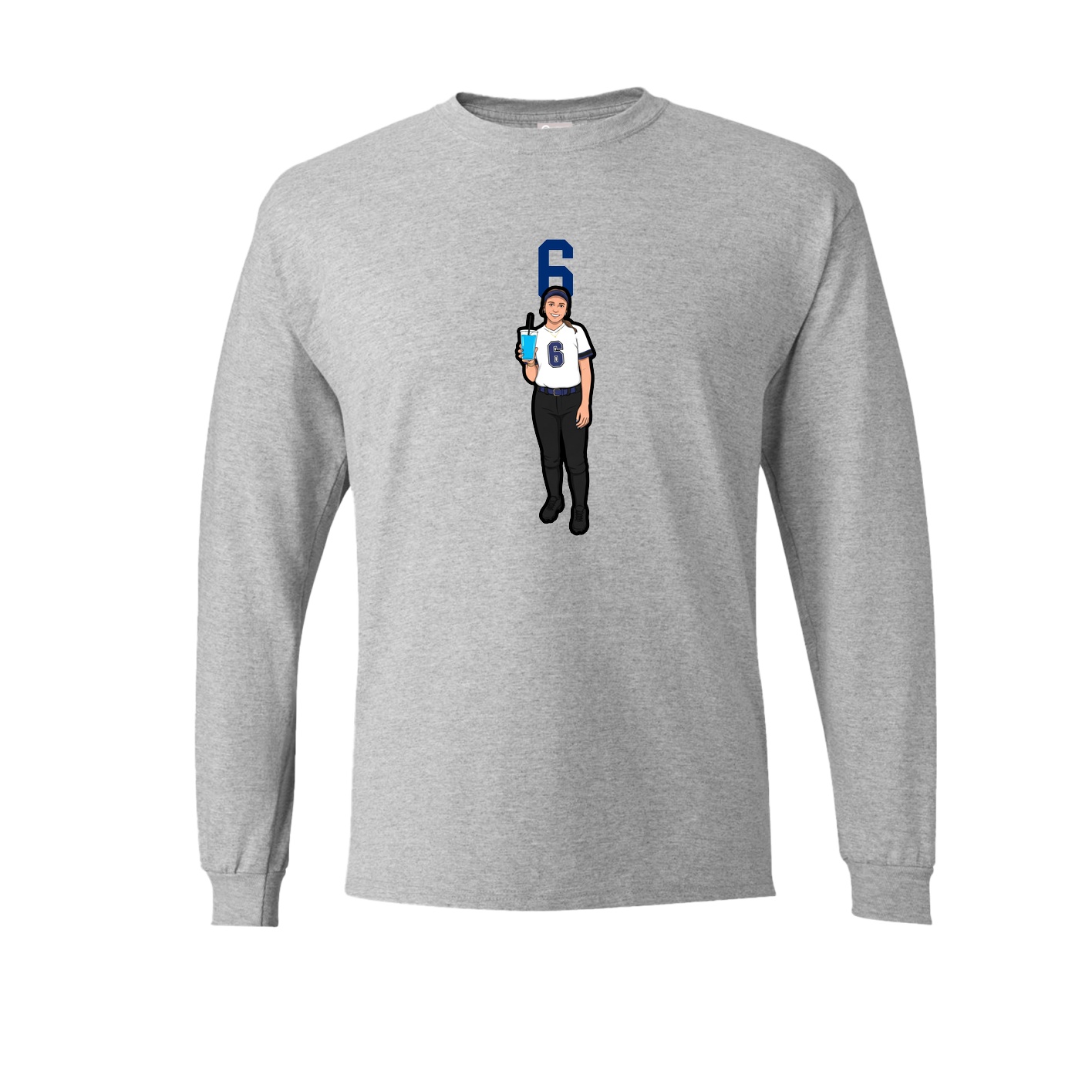 Long Sleeve Tee — Number Top in Grey