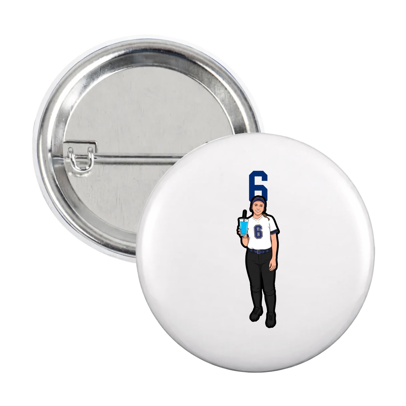 Game Day Button — Number Top in White