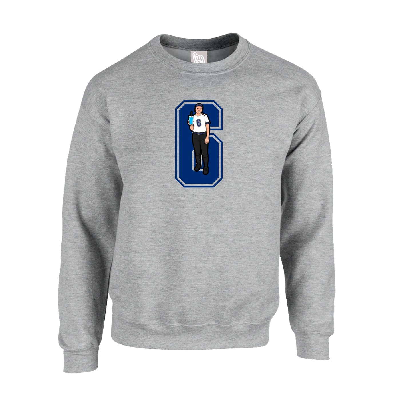 Fleece Crew — Number in Grey