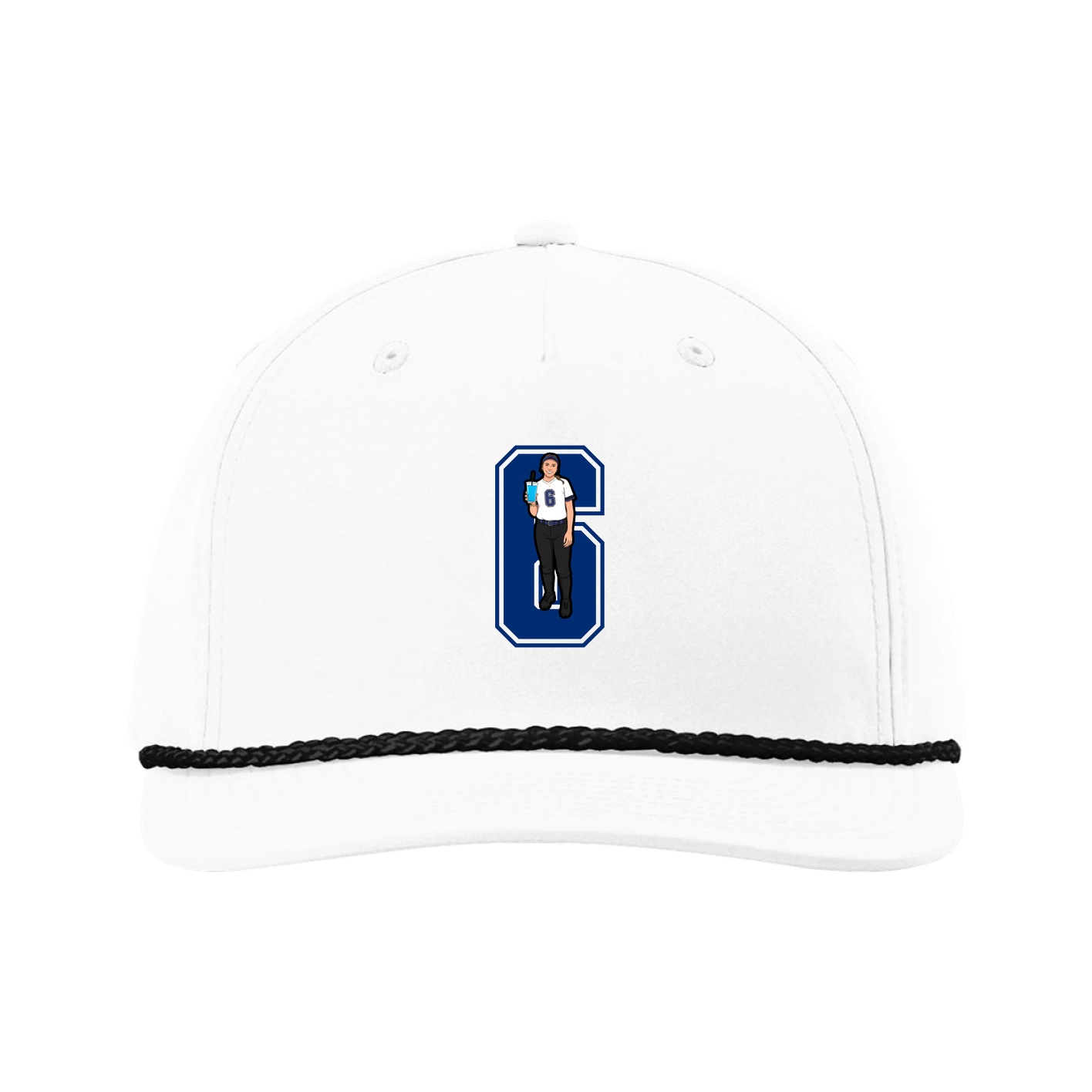 Five-Panel Classic Rope Cap — Number in White