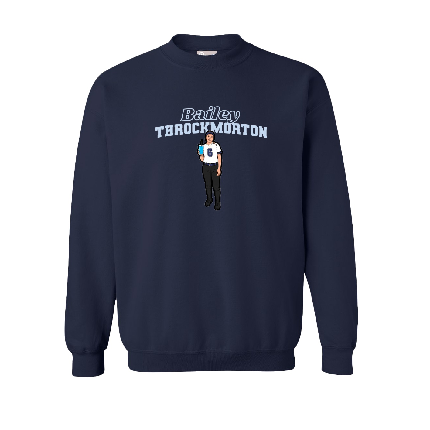 Fleece Crew — Name Arch in Navy