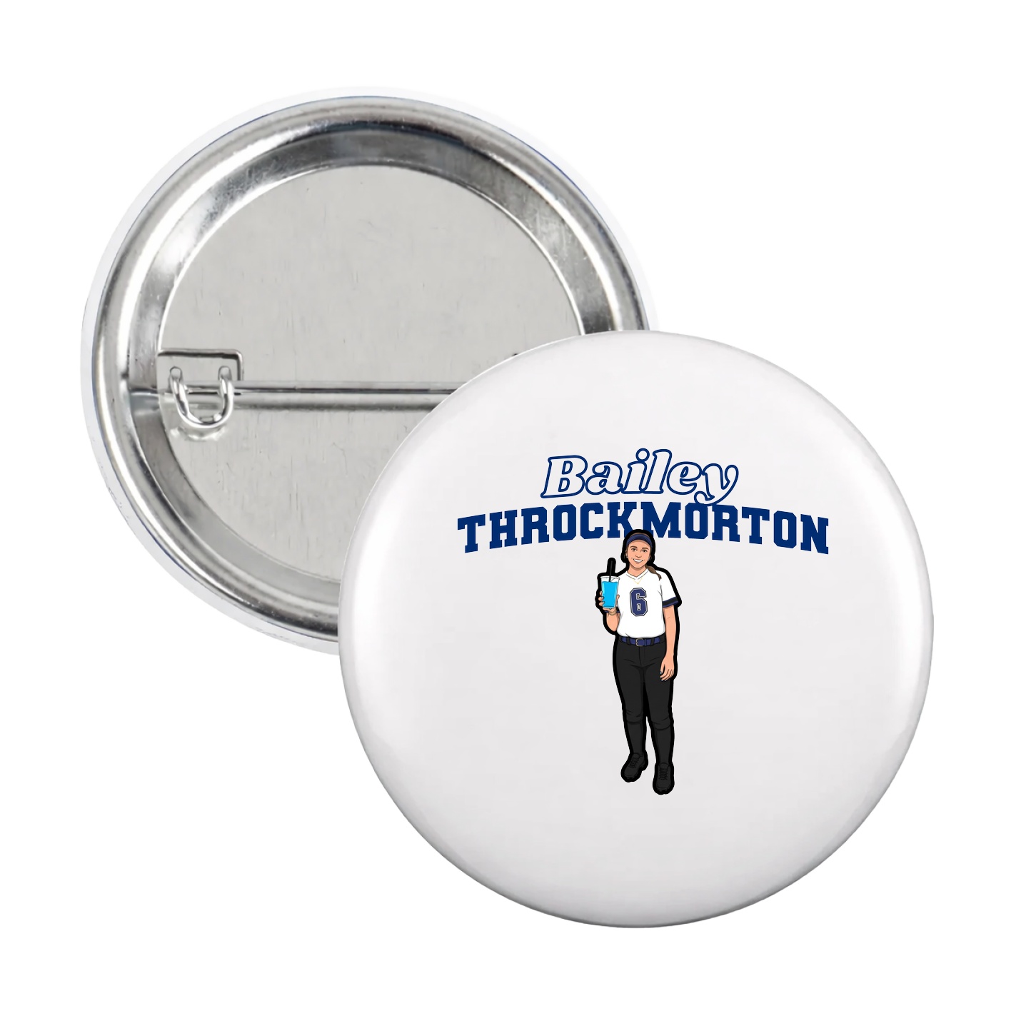 Game Day Button — Name Arch in White