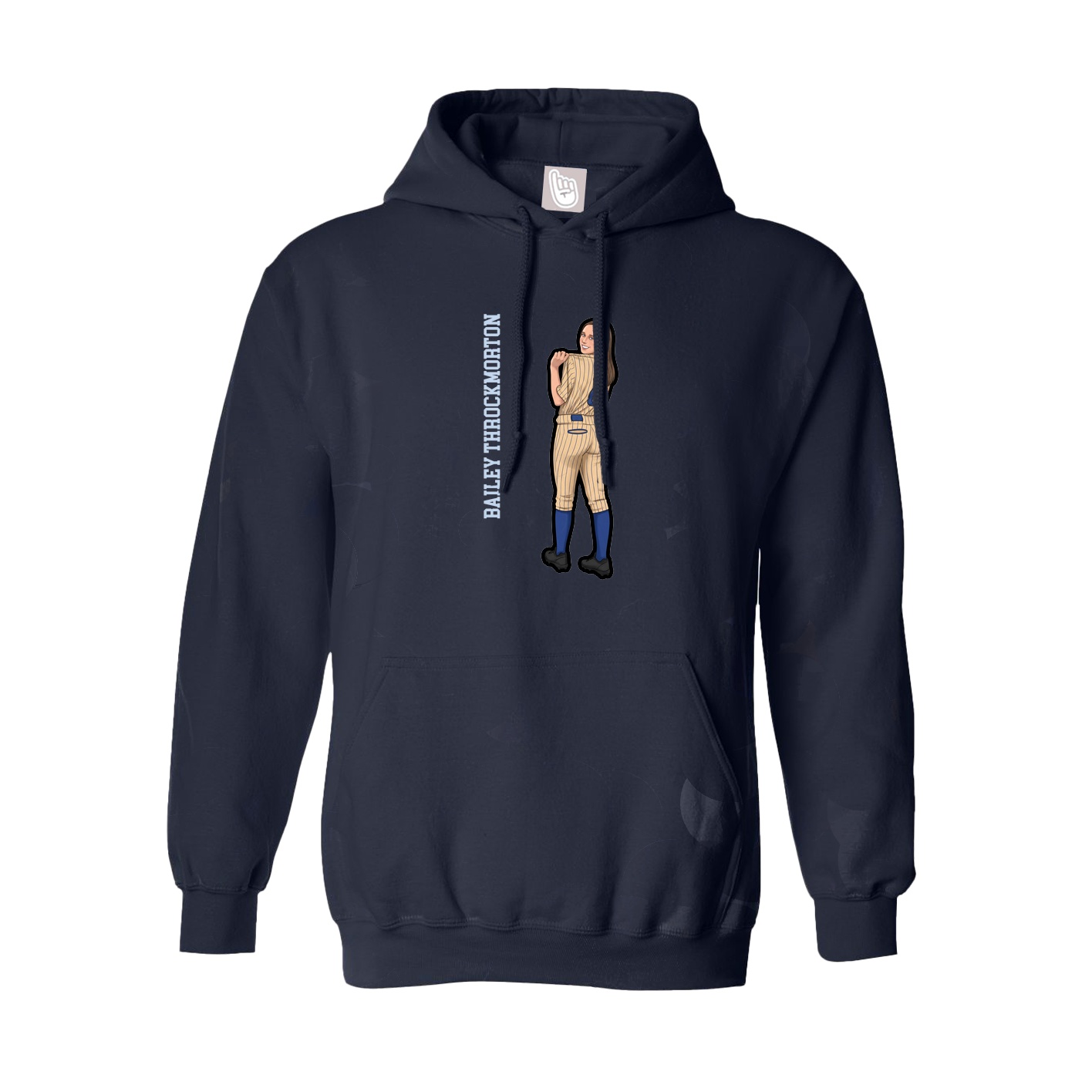 Hoodie — Name Vertical in Navy