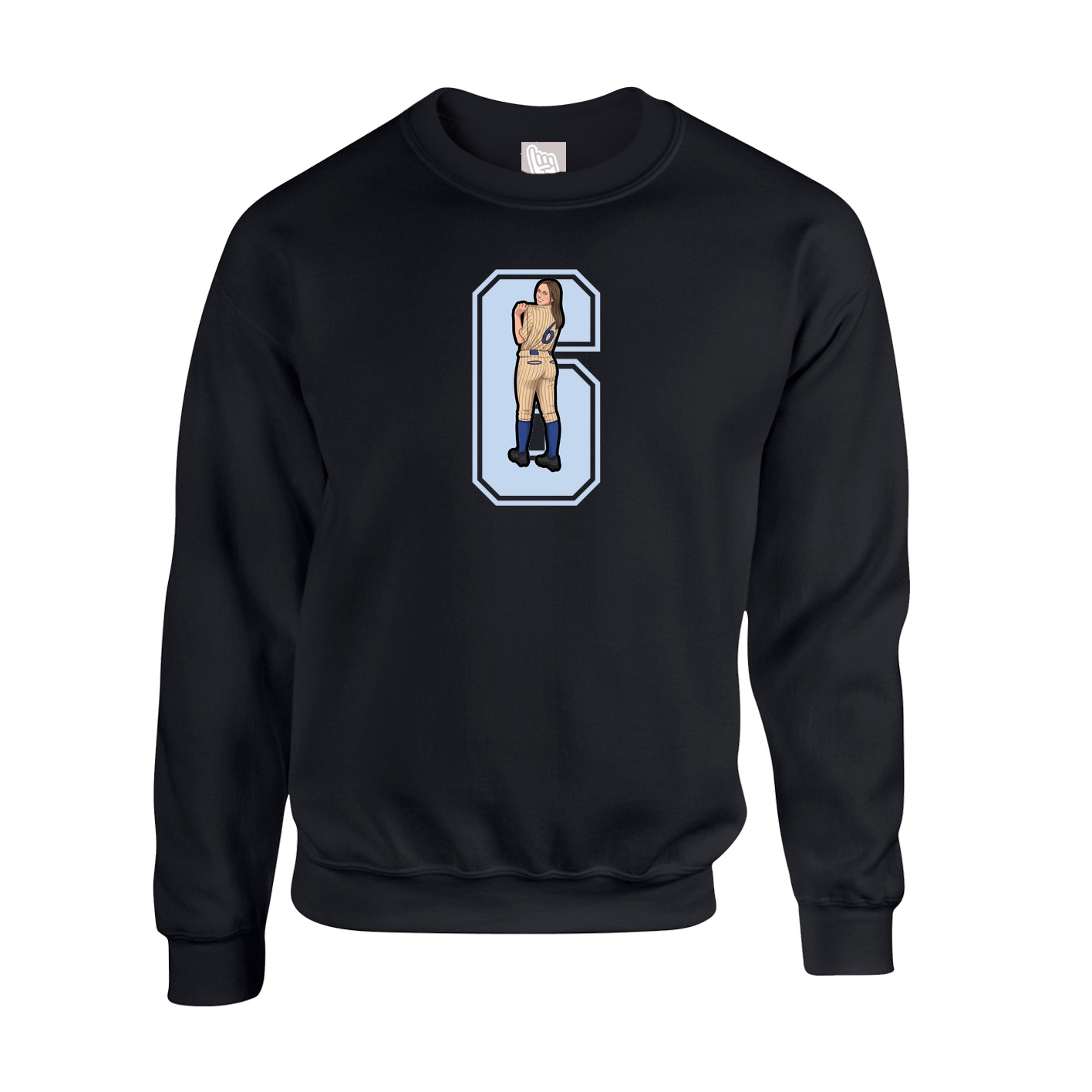 Fleece Crew — Number in Black