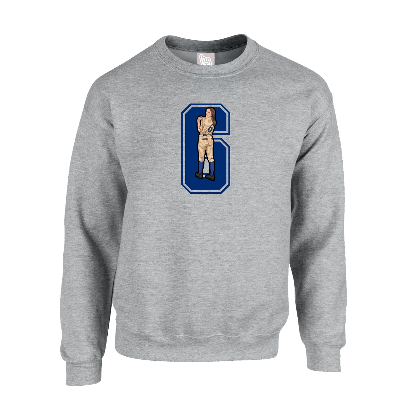 Fleece Crew — Number in Grey
