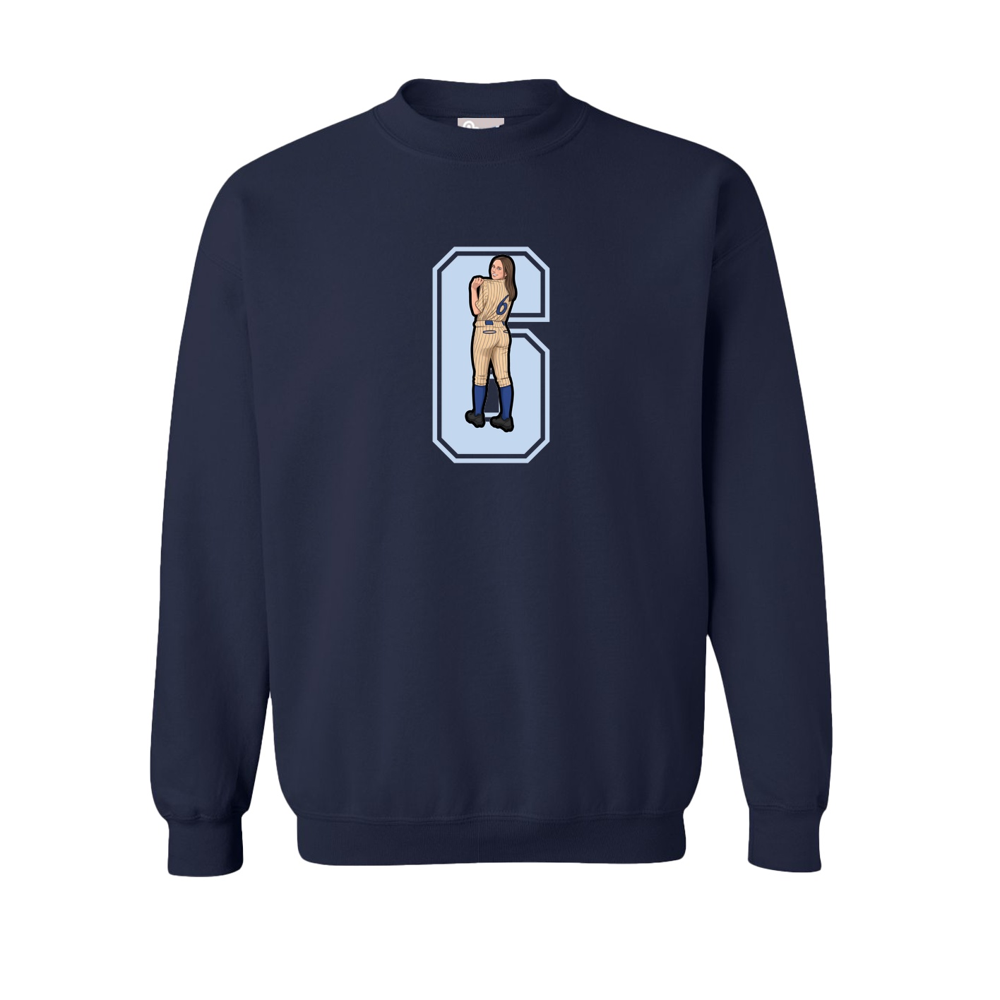 Fleece Crew — Number in Navy