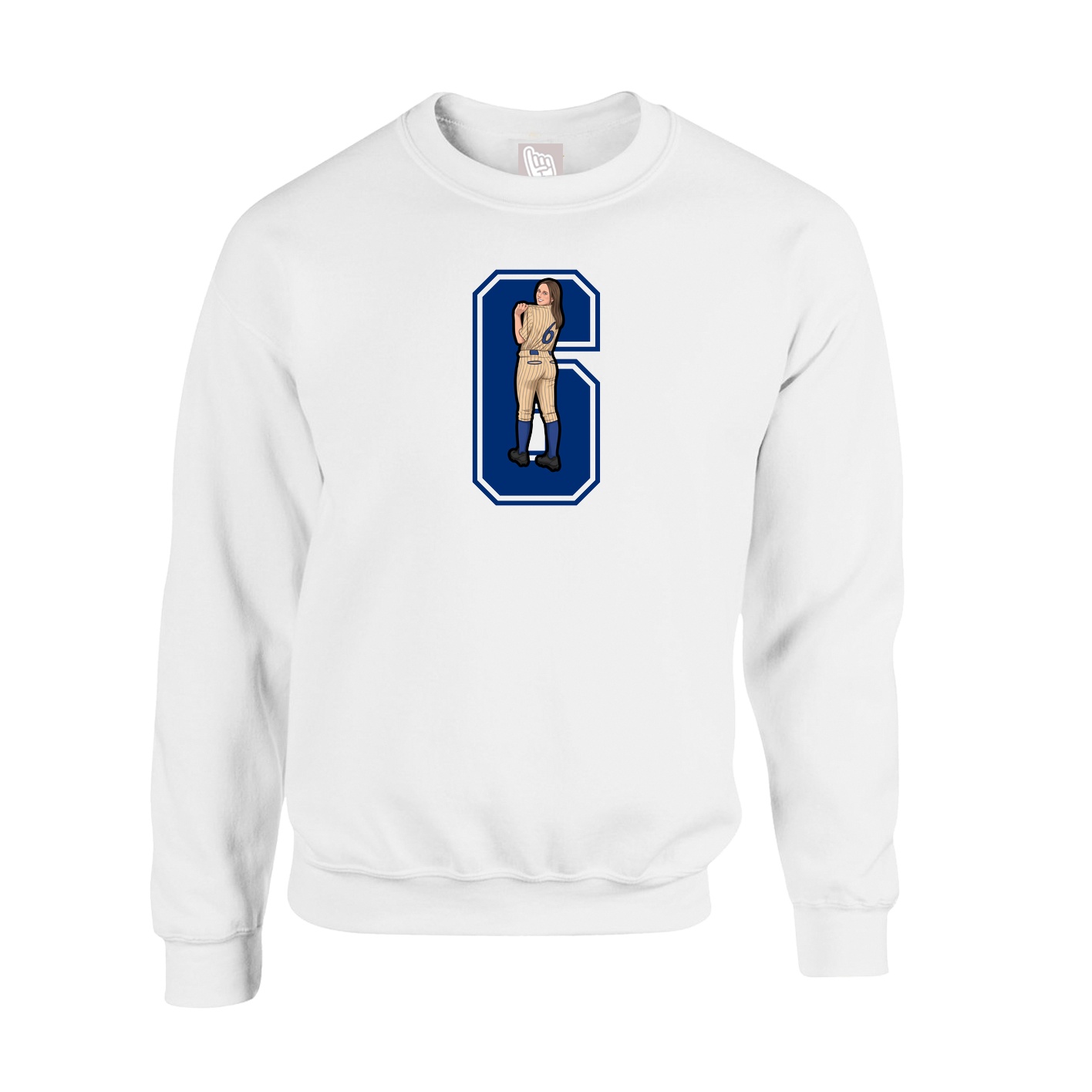 Fleece Crew — Number in White