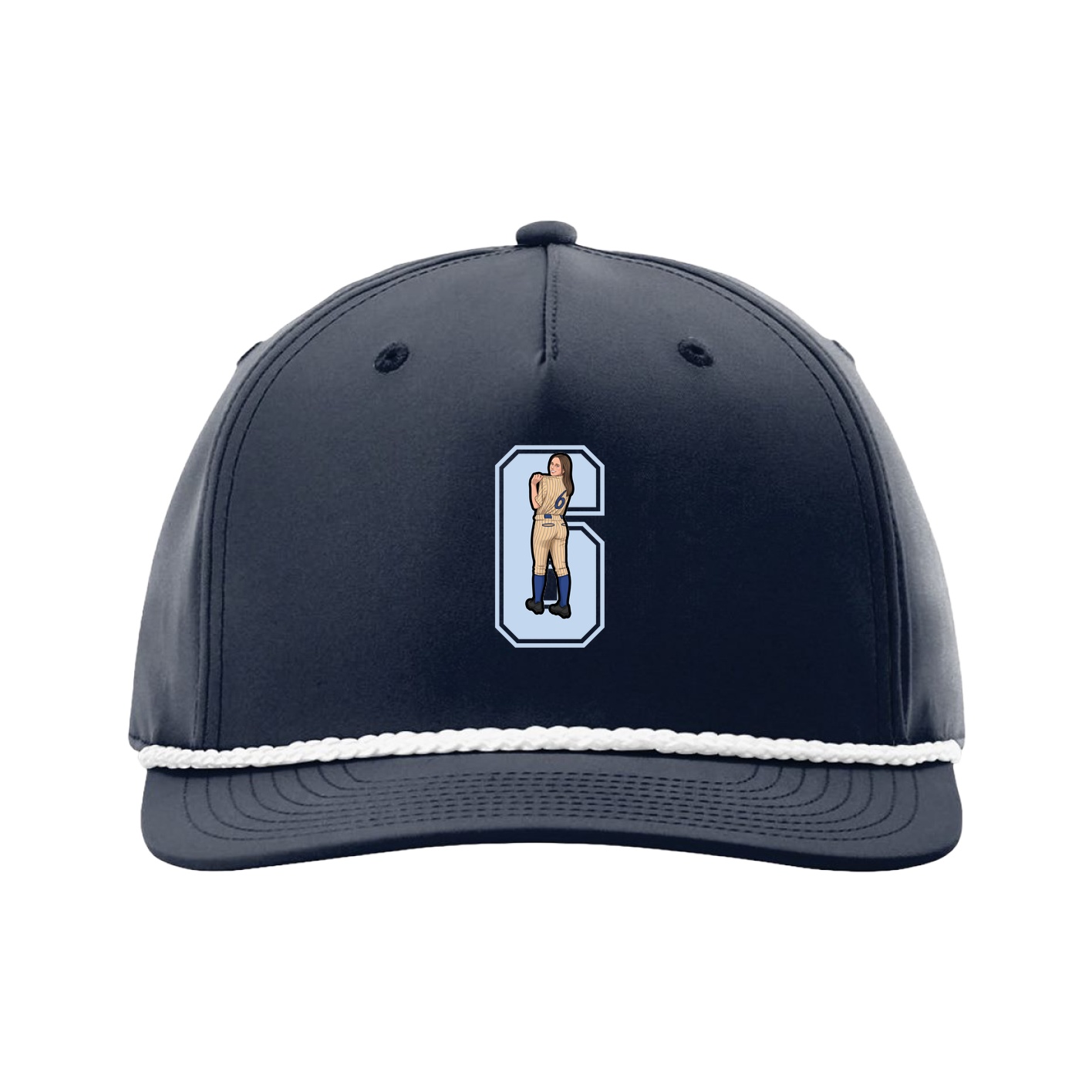 Five-Panel Classic Rope Cap — Number in Navy