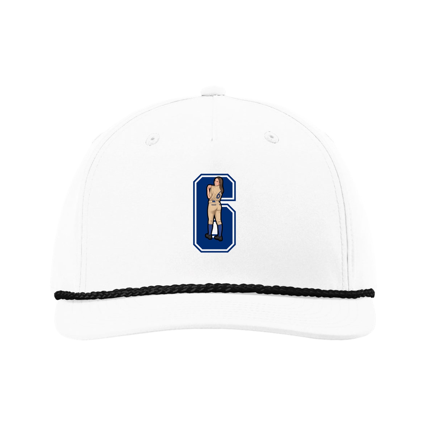 Five-Panel Classic Rope Cap — Number in White