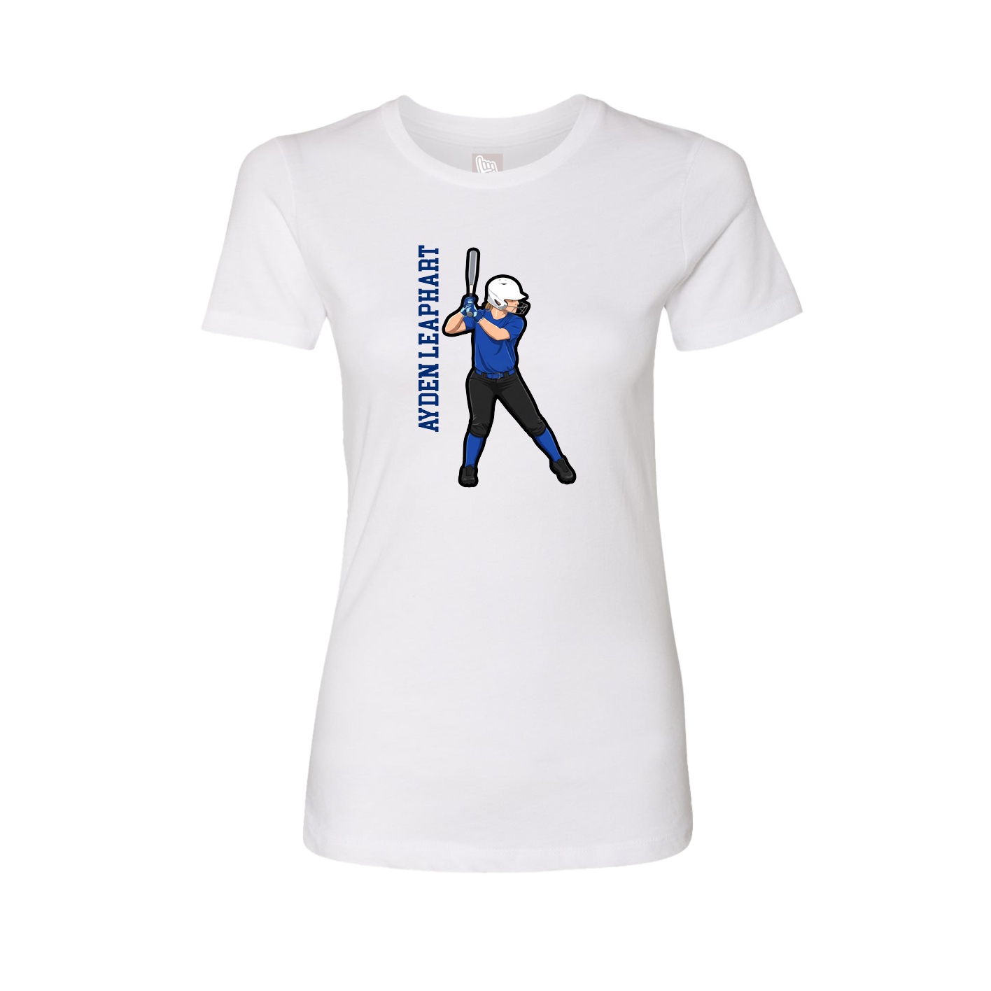 Fitted Women's Tee — Name Vertical in White