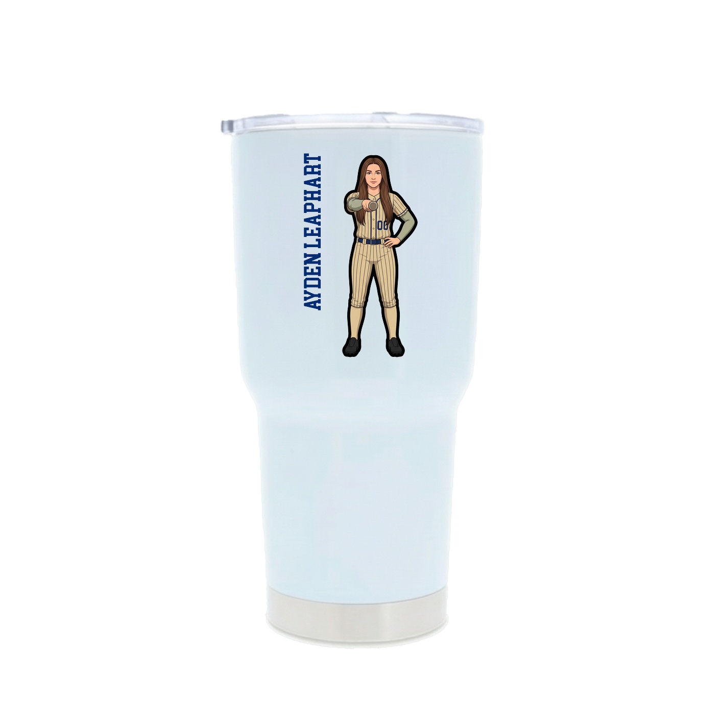 30oz Stainless Steel Tumbler — Name Vertical in White