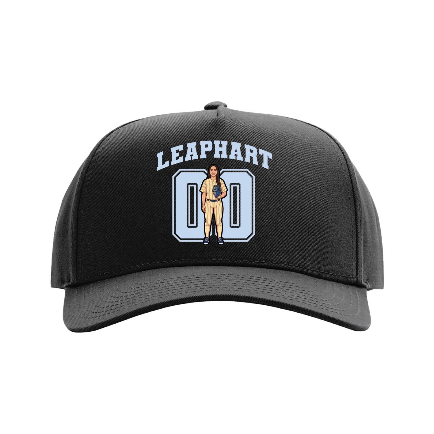 Full Fabric Five-Panel Champ Cap — Number in Black