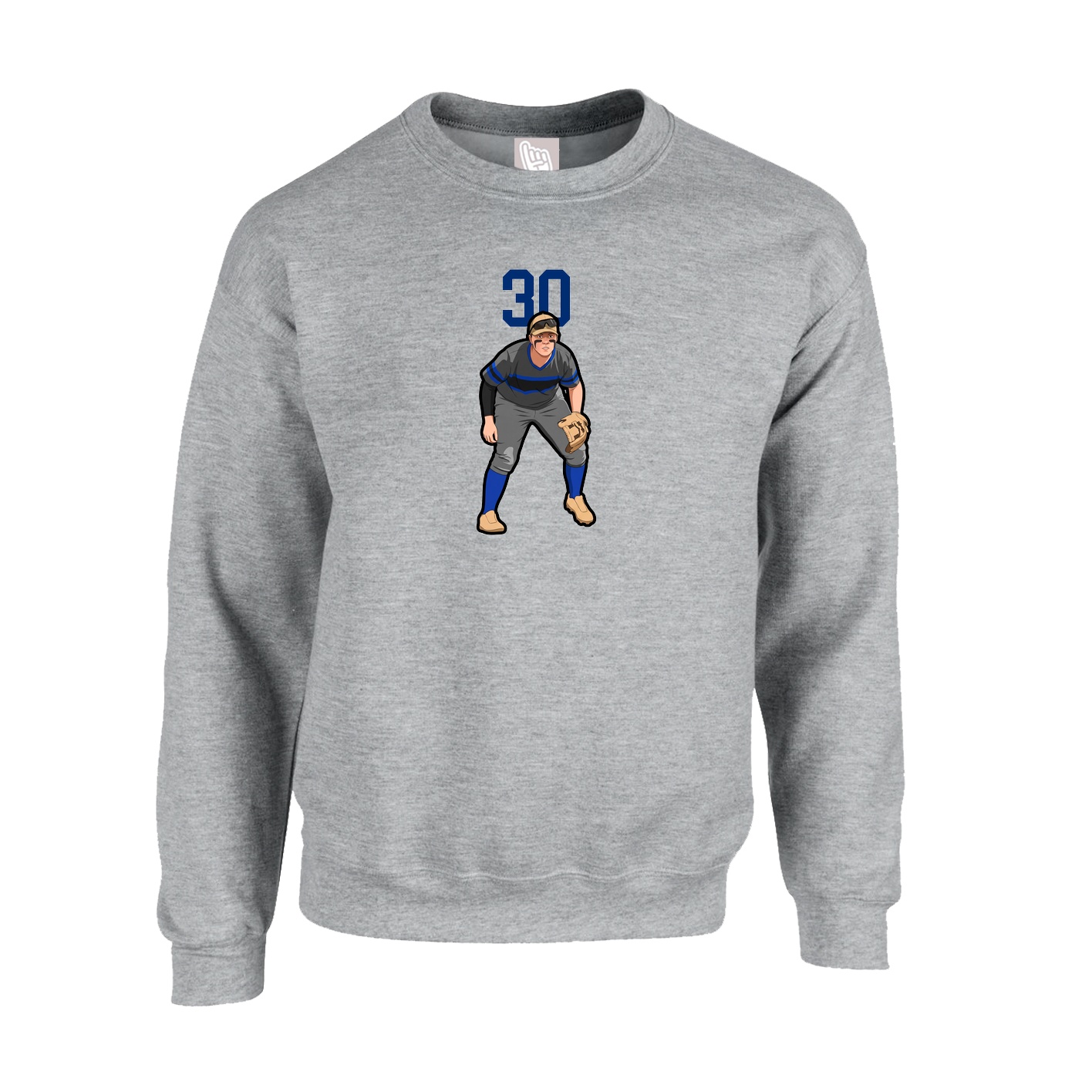 Fleece Crew — Number Top in Grey