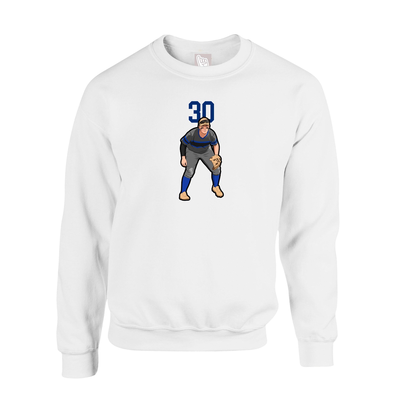 Fleece Crew — Number Top in White