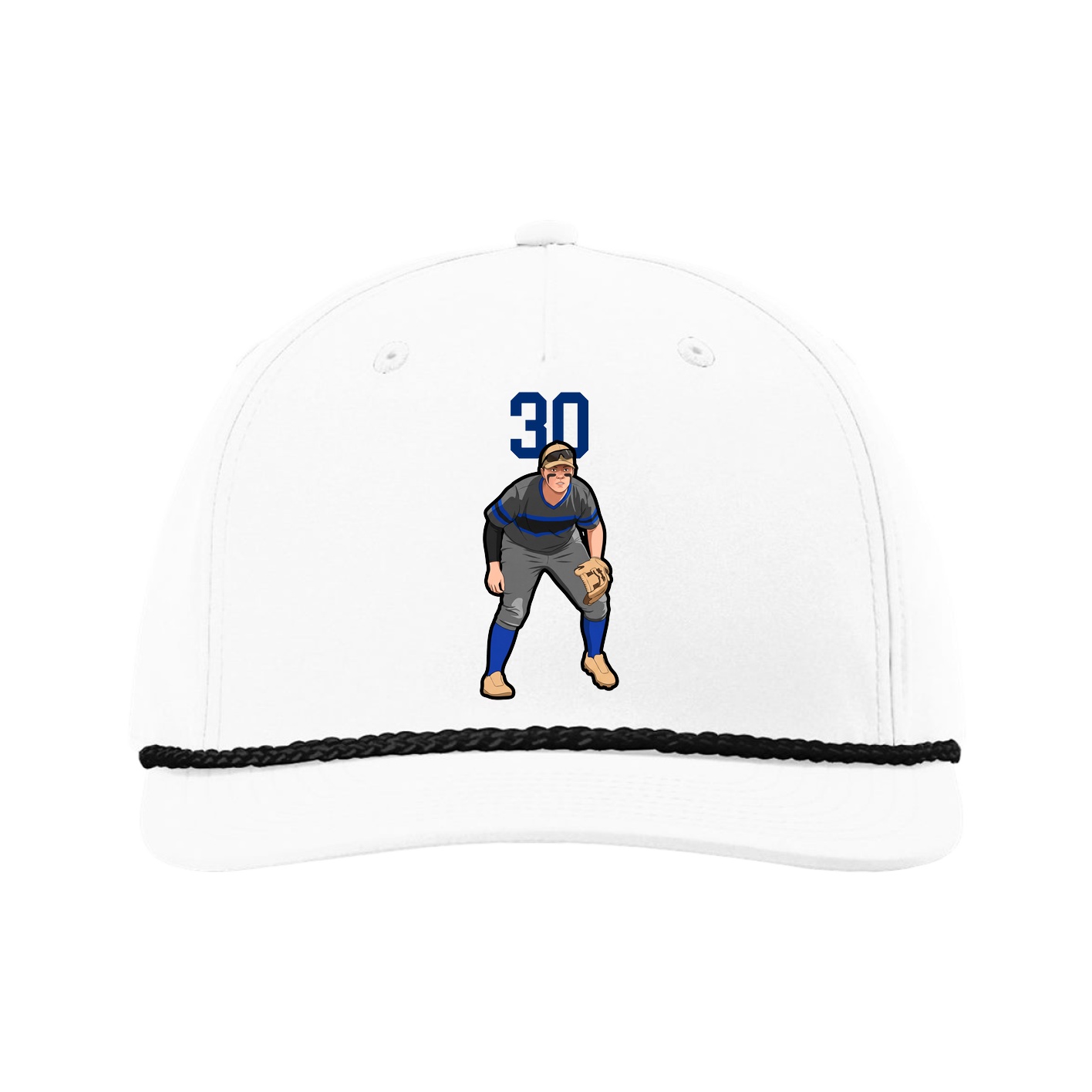 Five-Panel Classic Rope Cap — Number Top in White