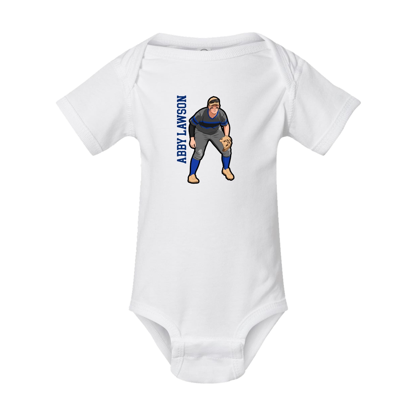 Baby Onesie — Name Vertical in White