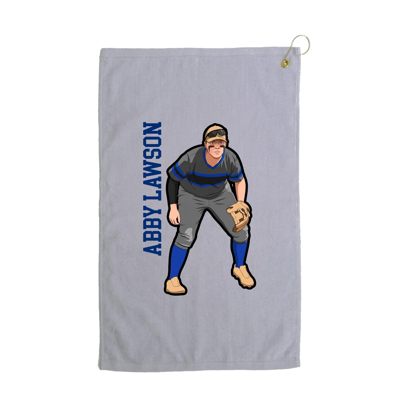 Golf Towel — Name Vertical in Grey
