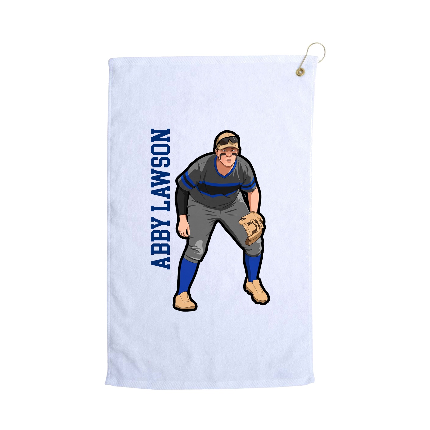 Golf Towel — Name Vertical in White