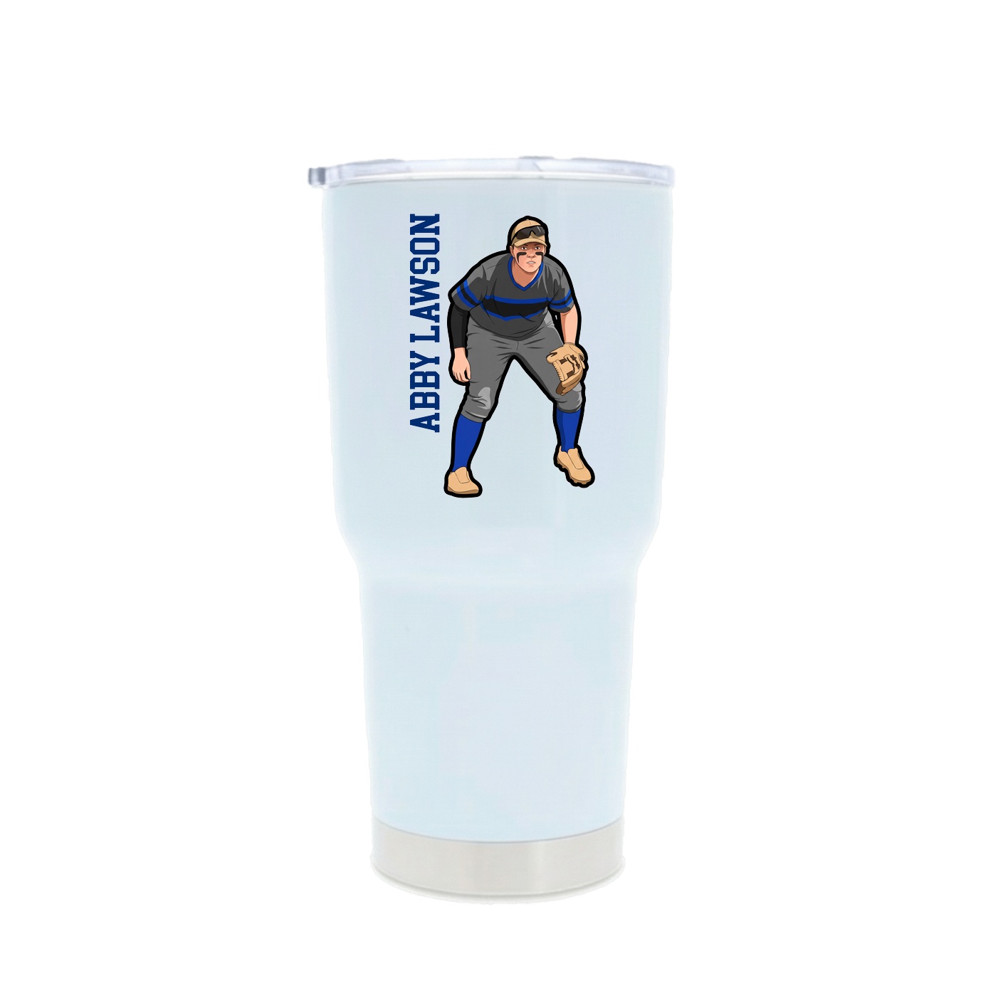 30oz Stainless Steel Tumbler — Name Vertical in White