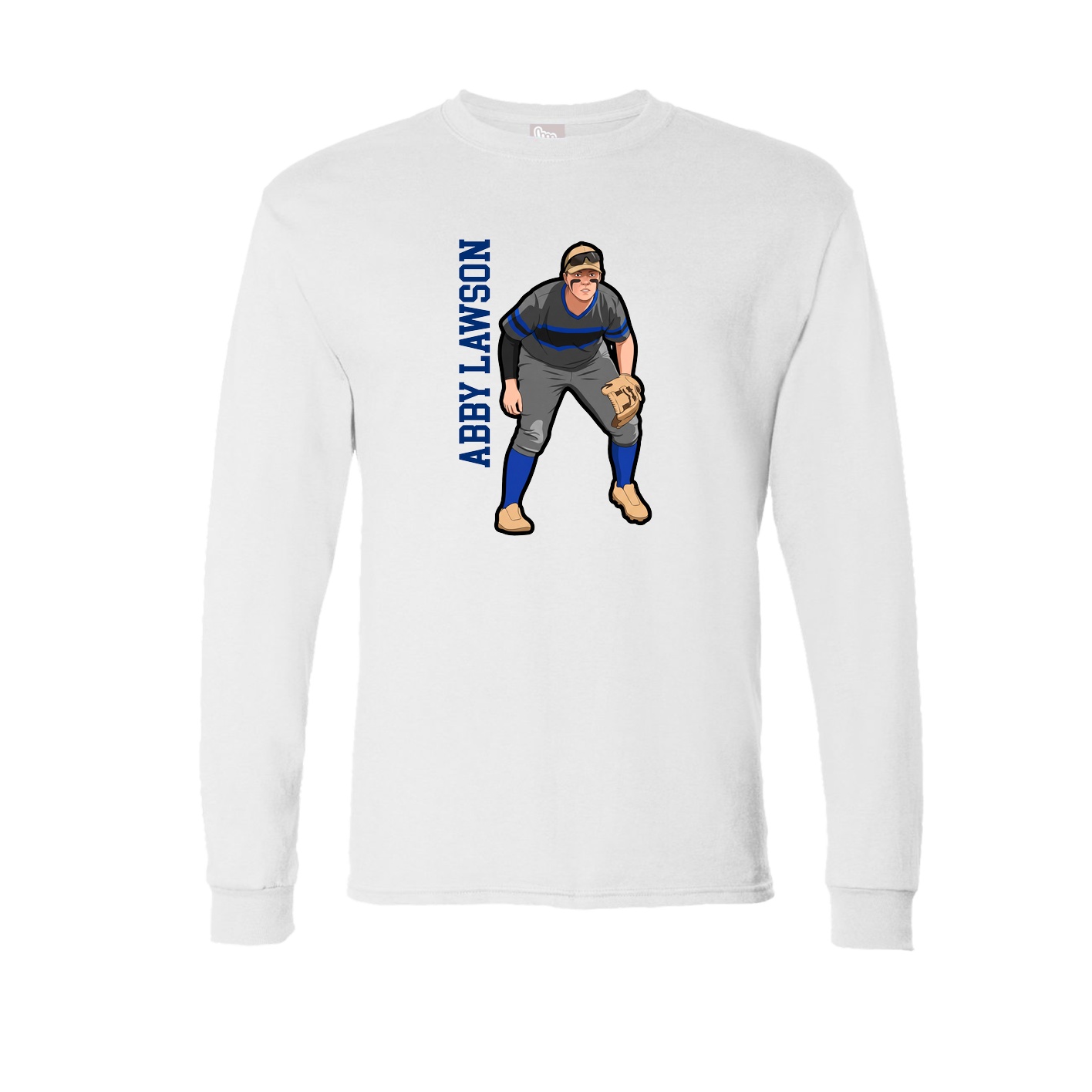 Long Sleeve Tee — Name Vertical in White