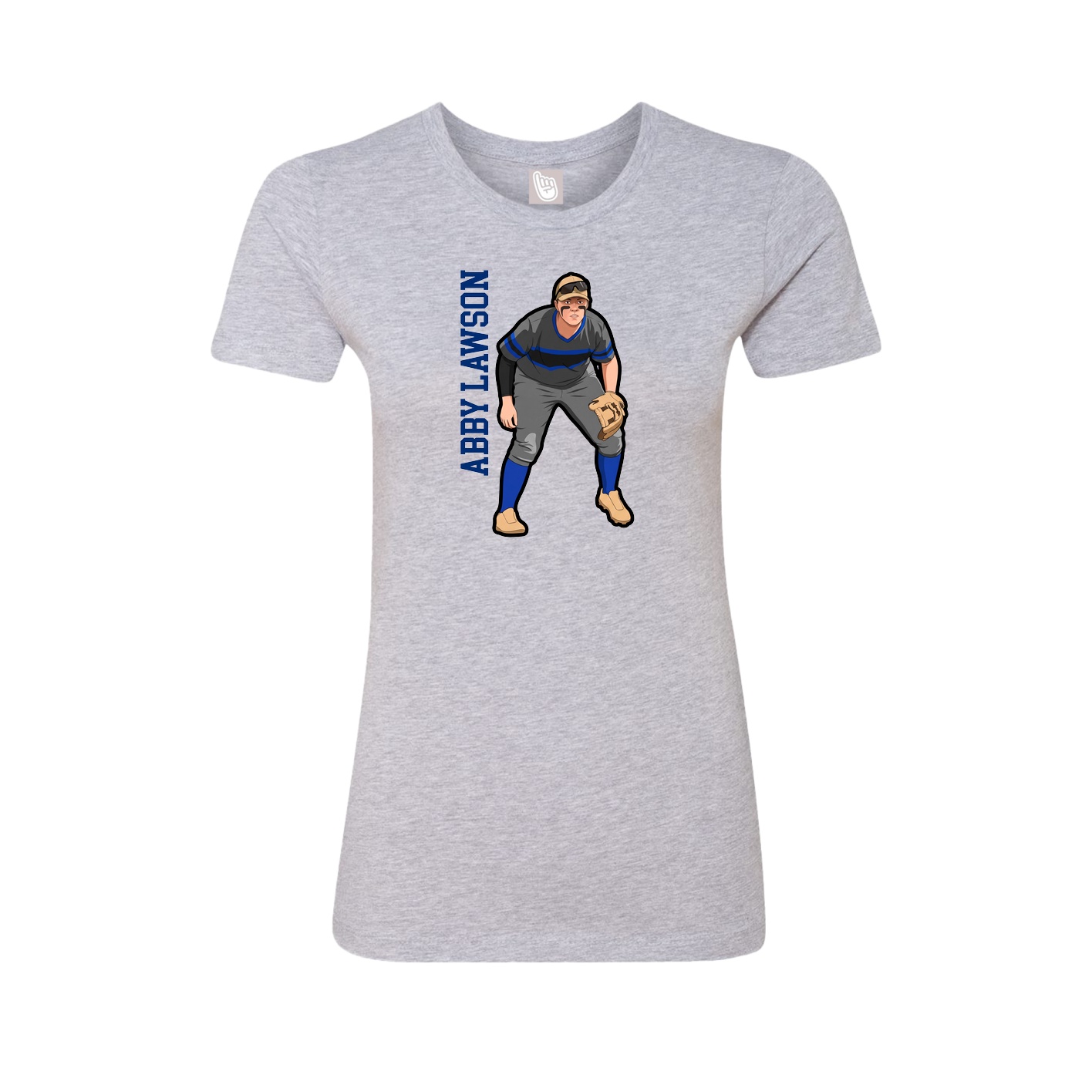 Fitted Women's Tee — Name Vertical in Grey