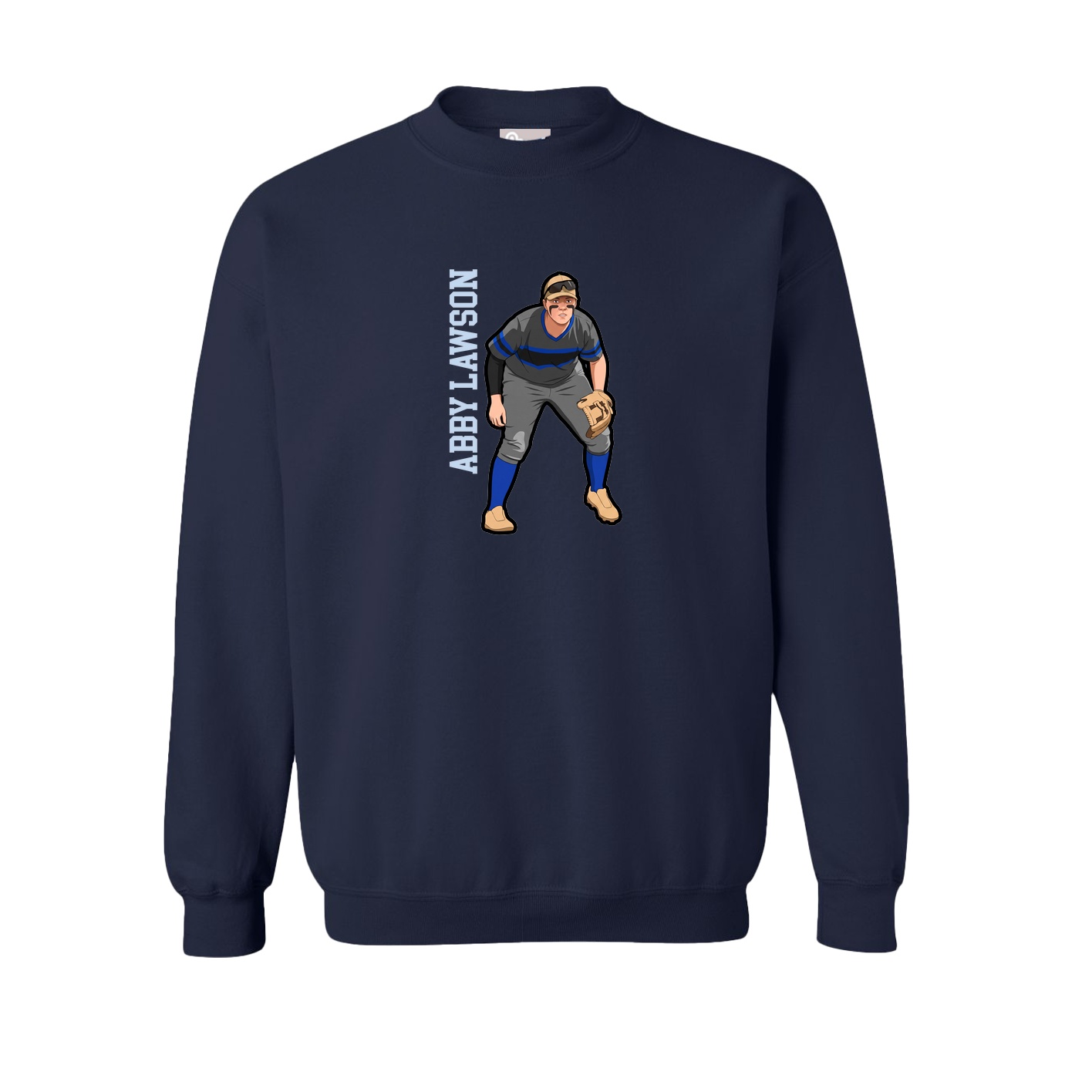 Fleece Crew — Name Vertical in Navy