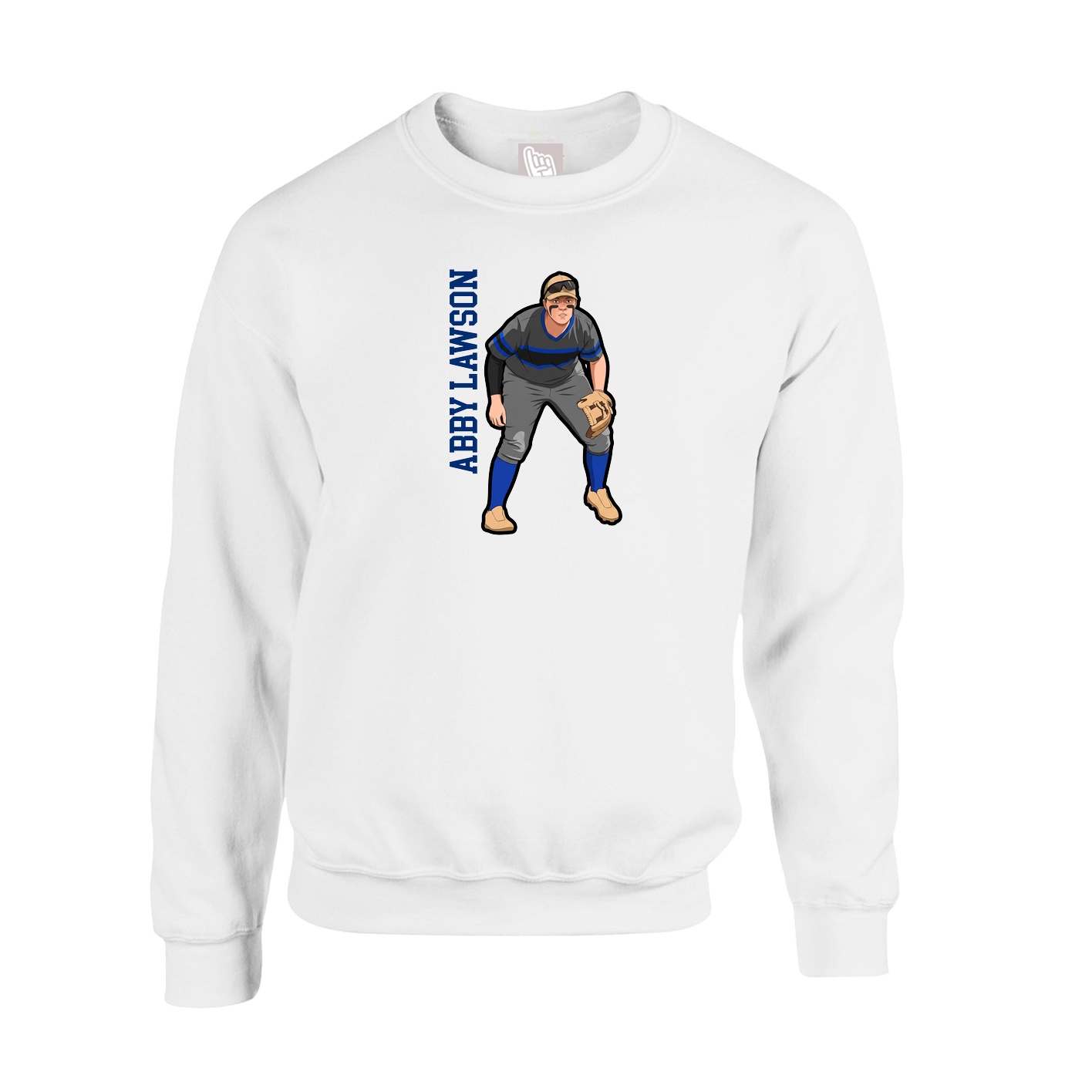 Fleece Crew — Name Vertical in White