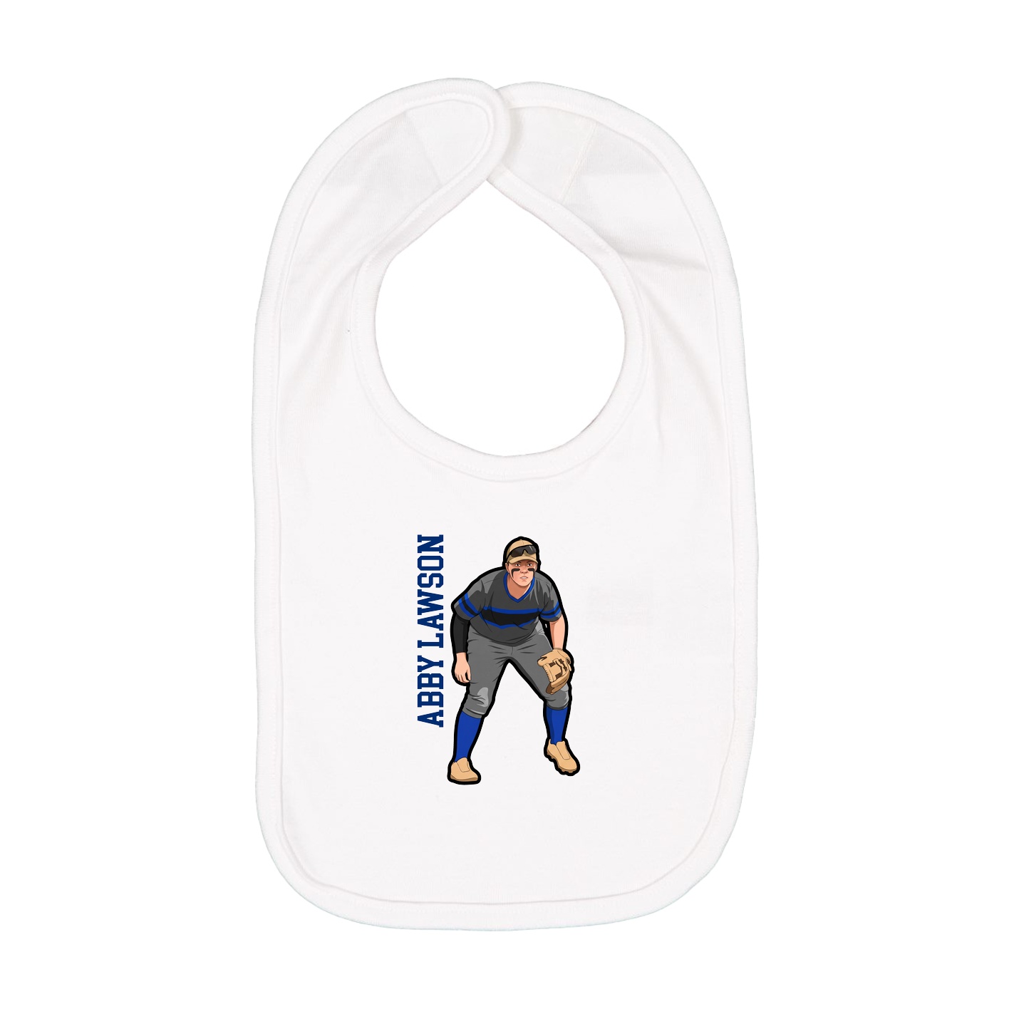 Infant Bib — Name Vertical in White