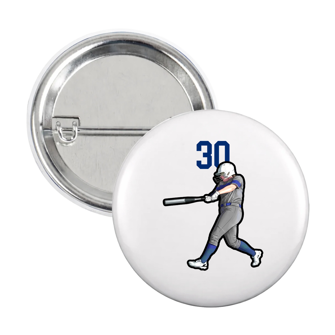 Game Day Button — Number Top in White