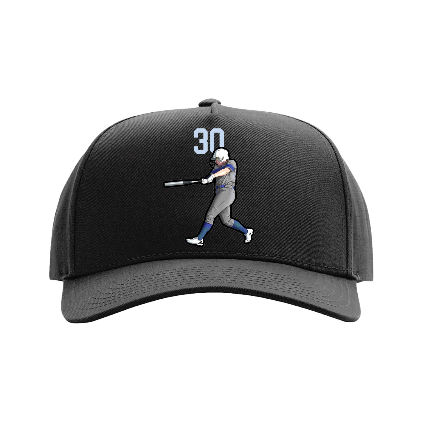 Full Fabric Five-Panel Champ Cap — Number Top in Black