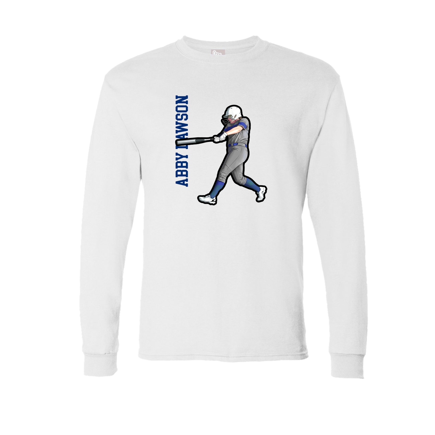 Long Sleeve Tee — Name Vertical in White