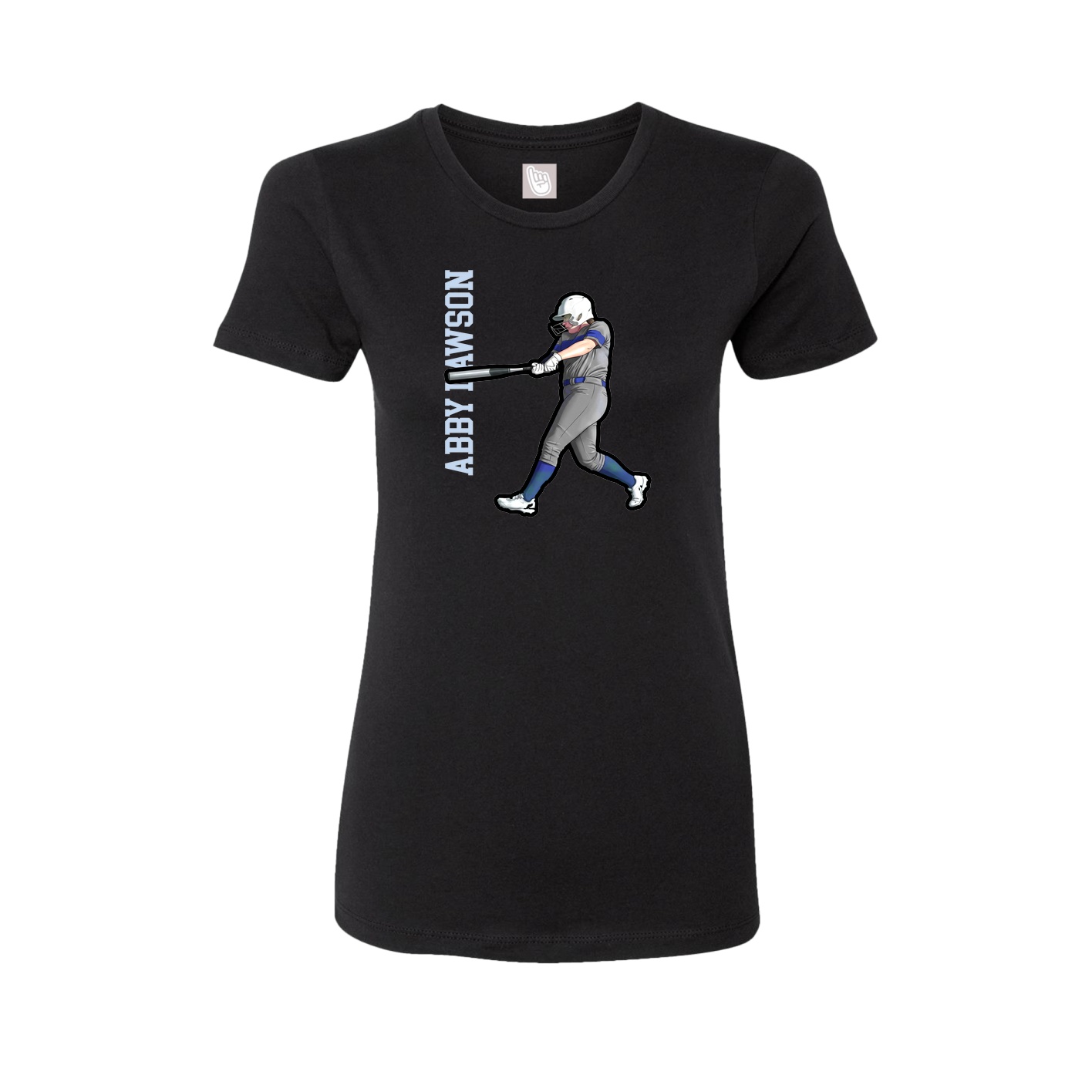 Womens Tee — Name Vertical in Black