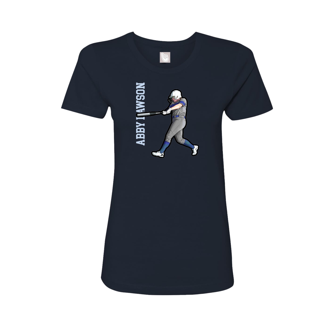 Fitted Women's Tee — Name Vertical in Navy