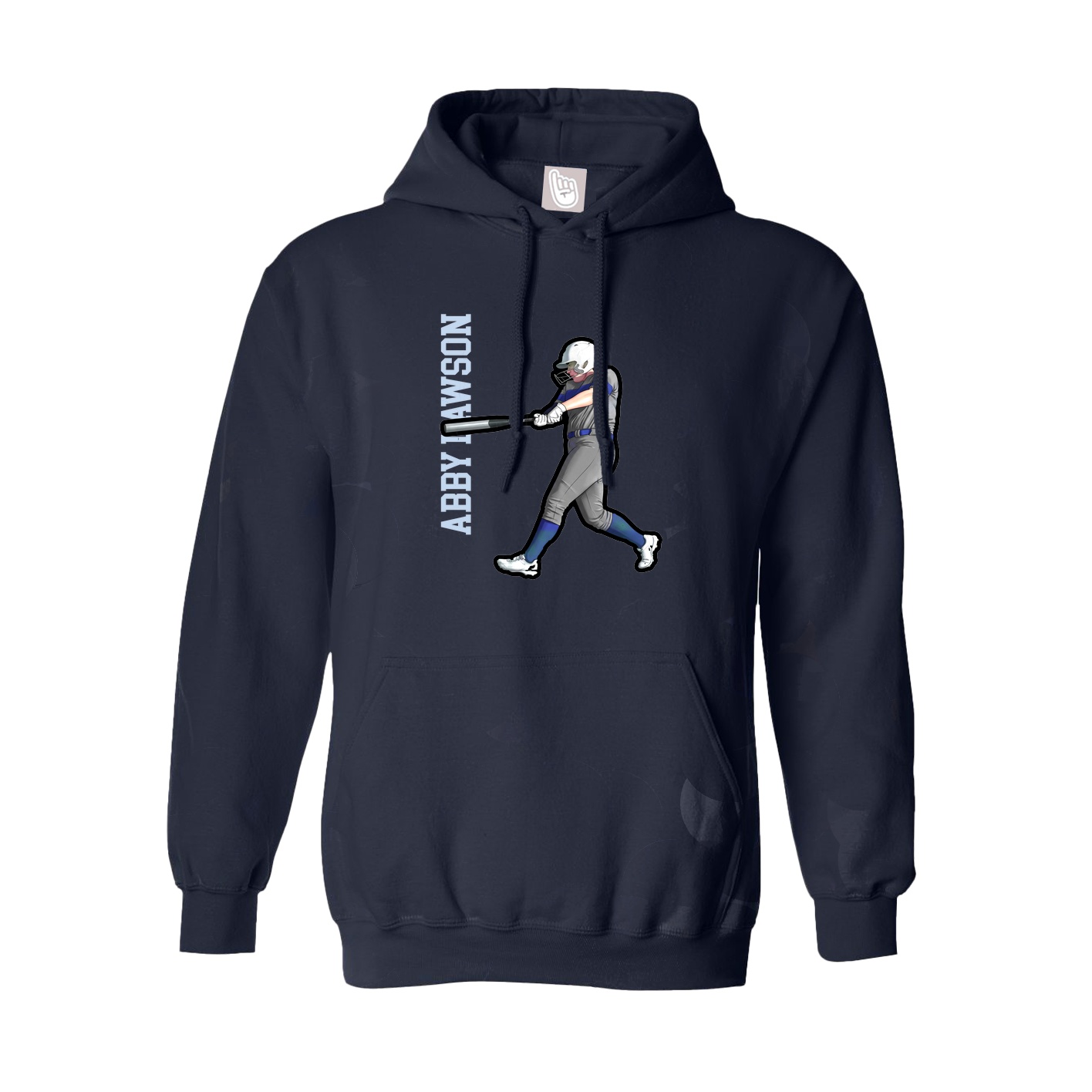 Hoodie — Name Vertical in Navy
