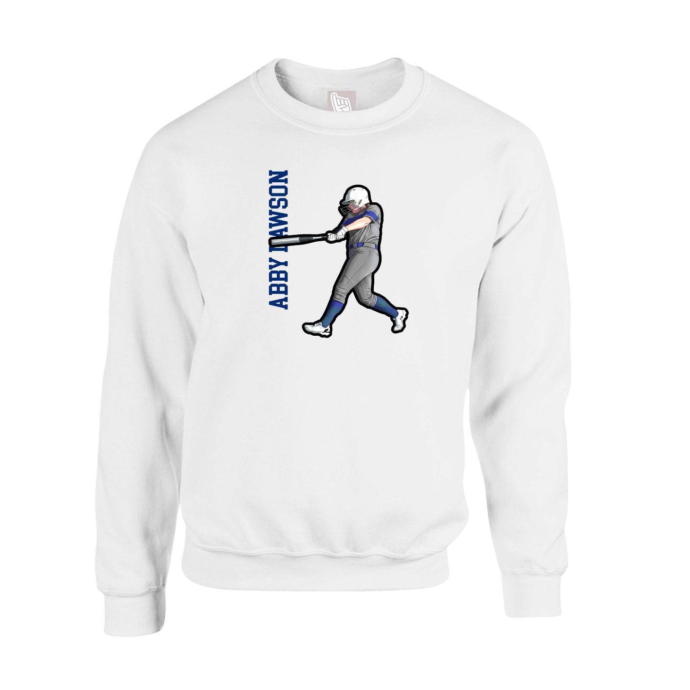 Fleece Crew — Name Vertical in White