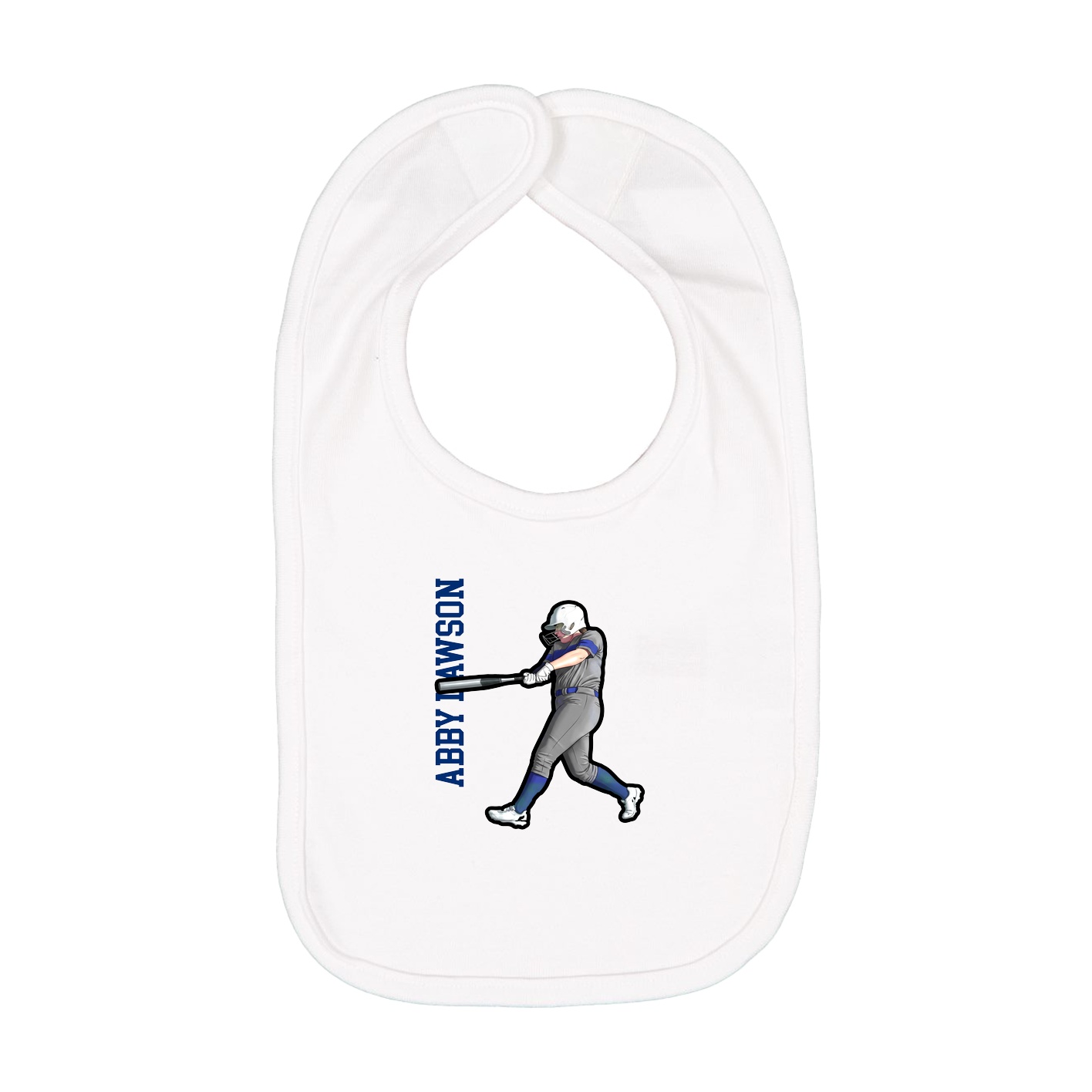 Infant Bib — Name Vertical in White