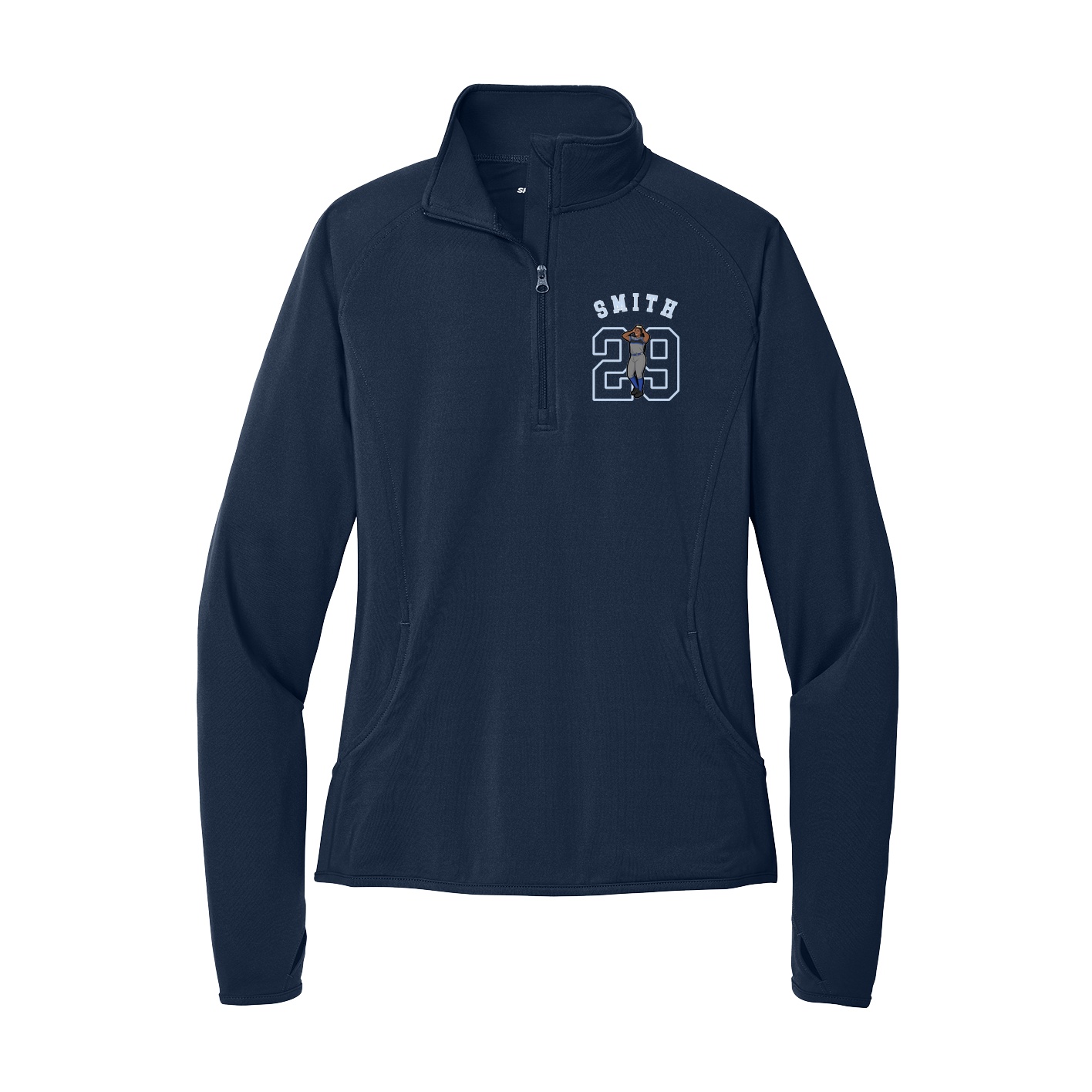 Women's Q-Zip Pullover — Shirsey Arch in Navy