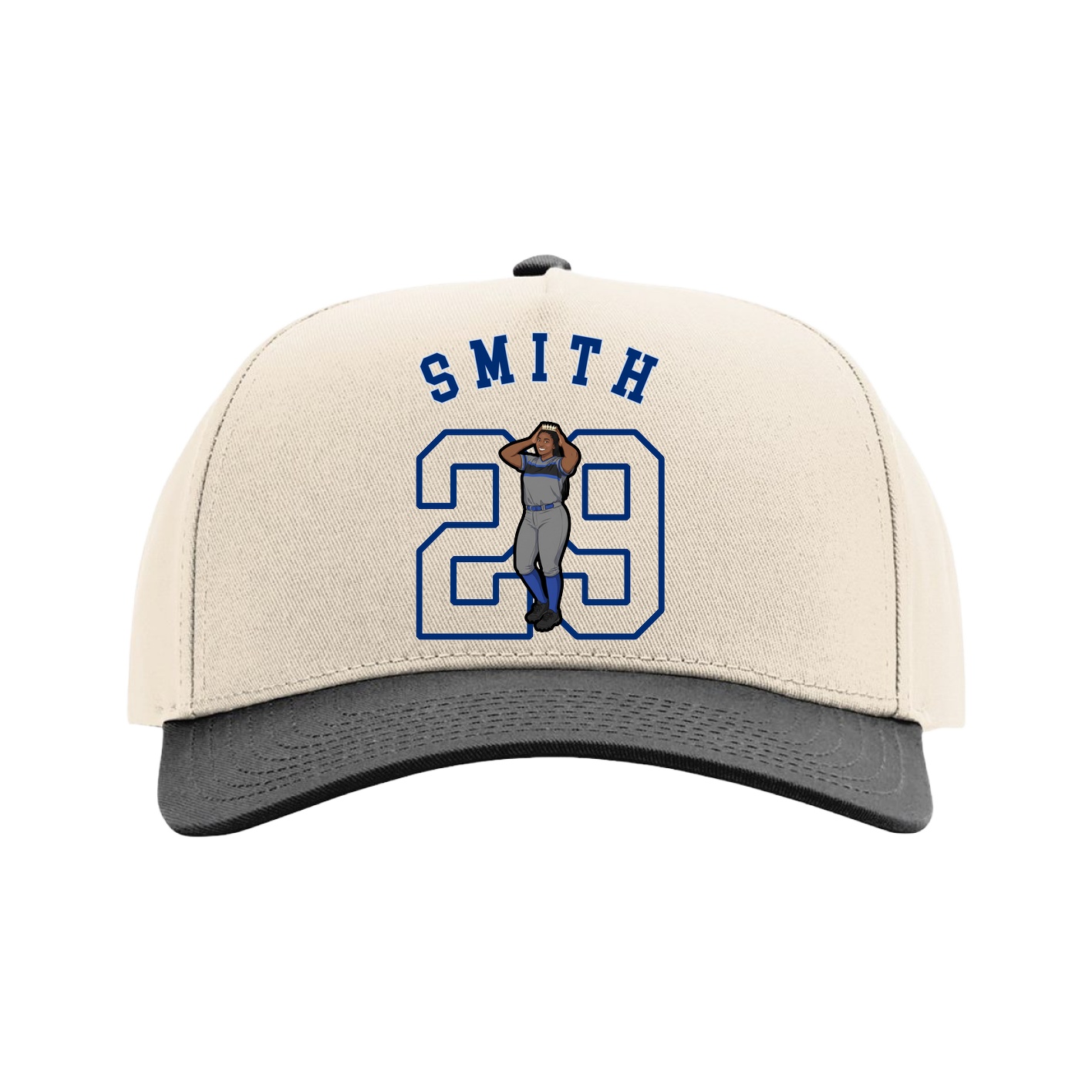 Full Fabric Five-Panel Champ Cap — Shirsey Arch in Cream/Black