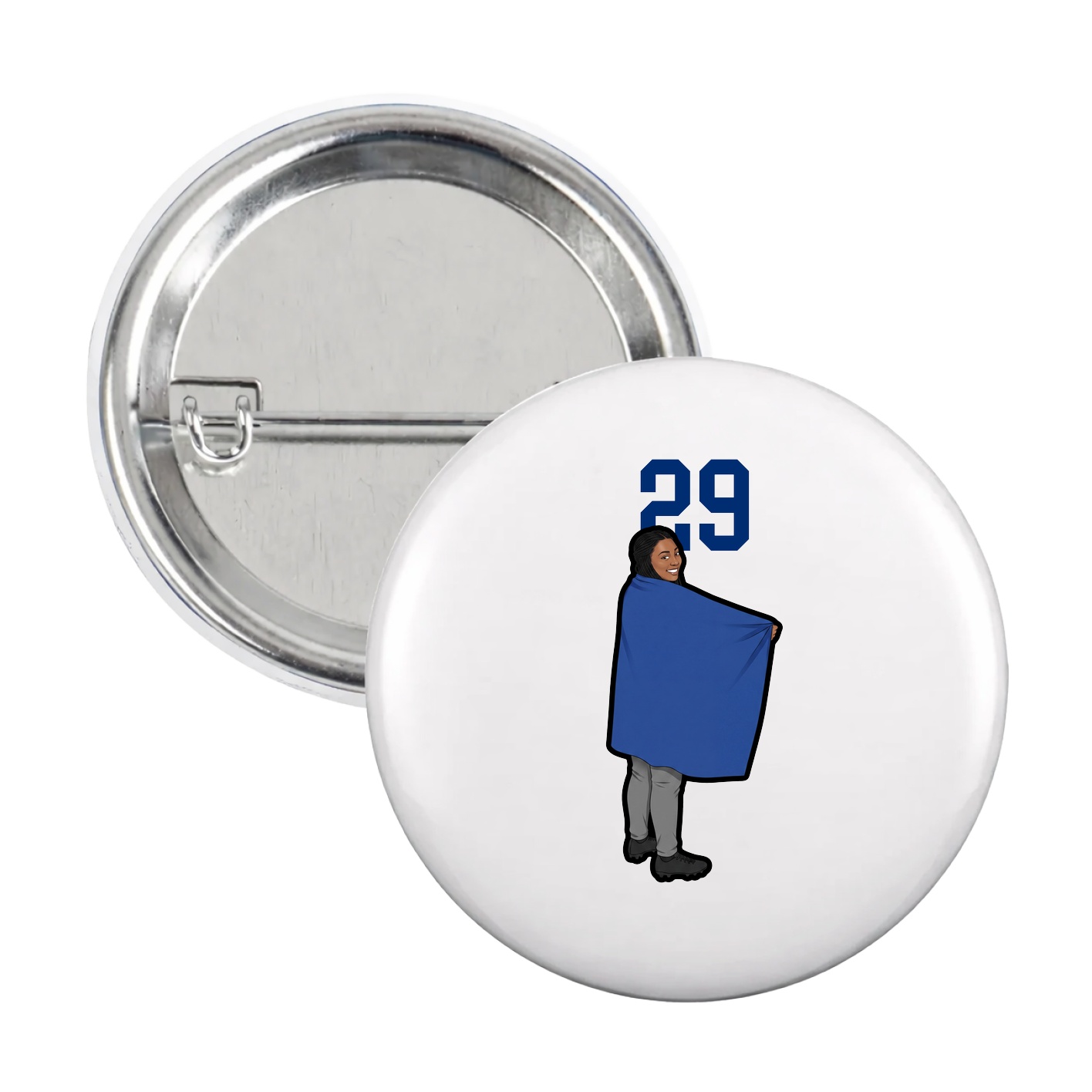 Game Day Button — Number Top in White