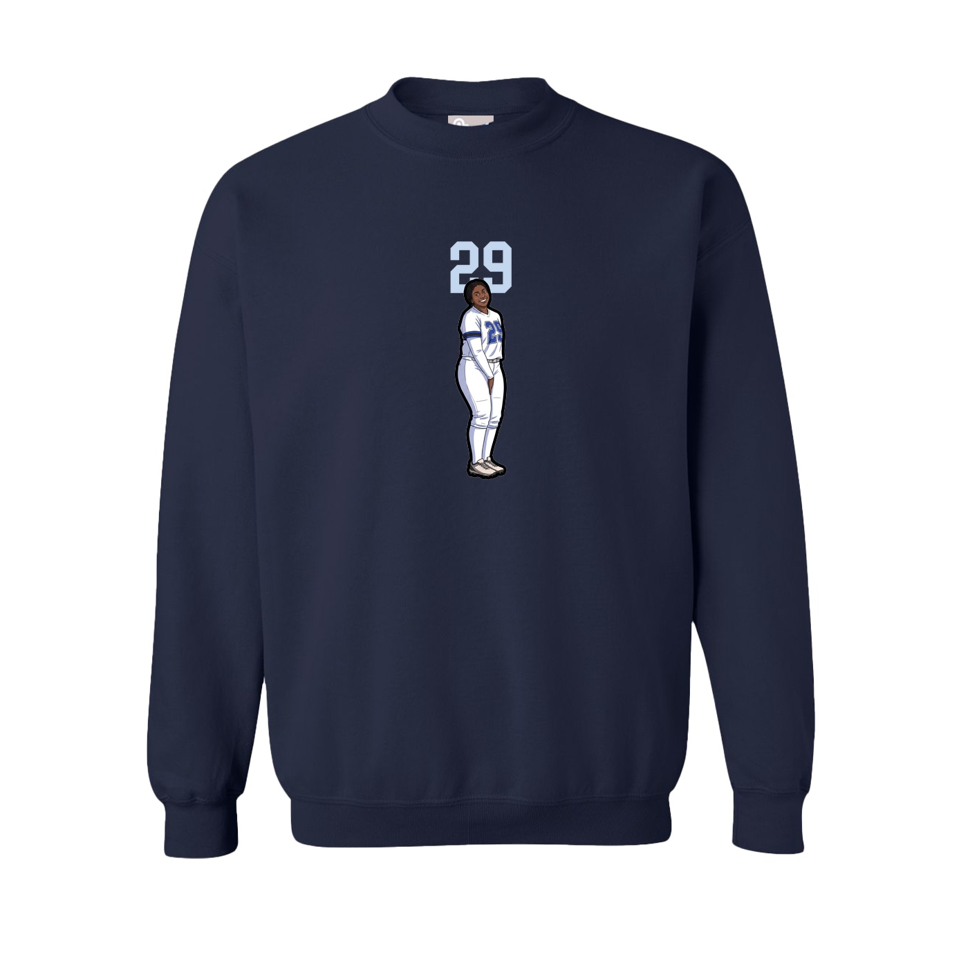 Fleece Crew — Number Top in Navy