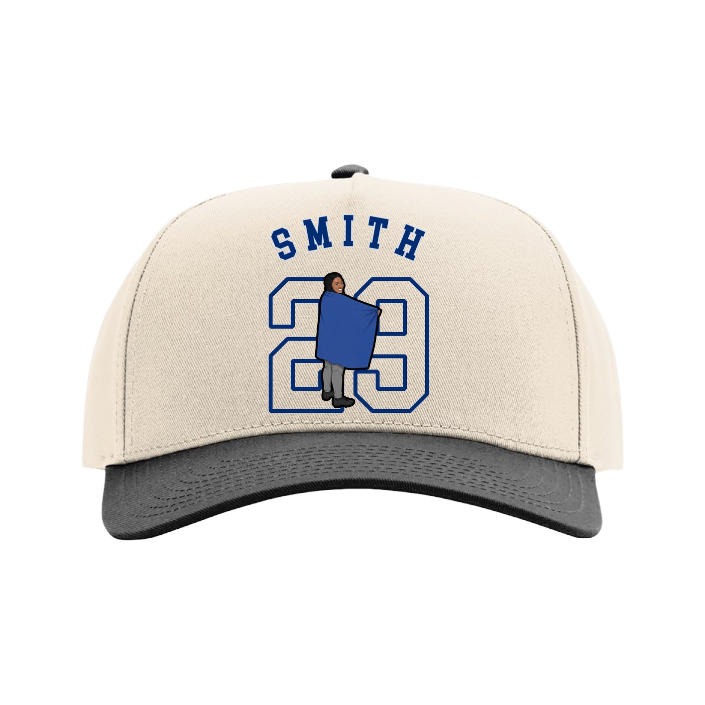 Full Fabric Five-Panel Champ Cap — Shirsey Arch in Cream/Black
